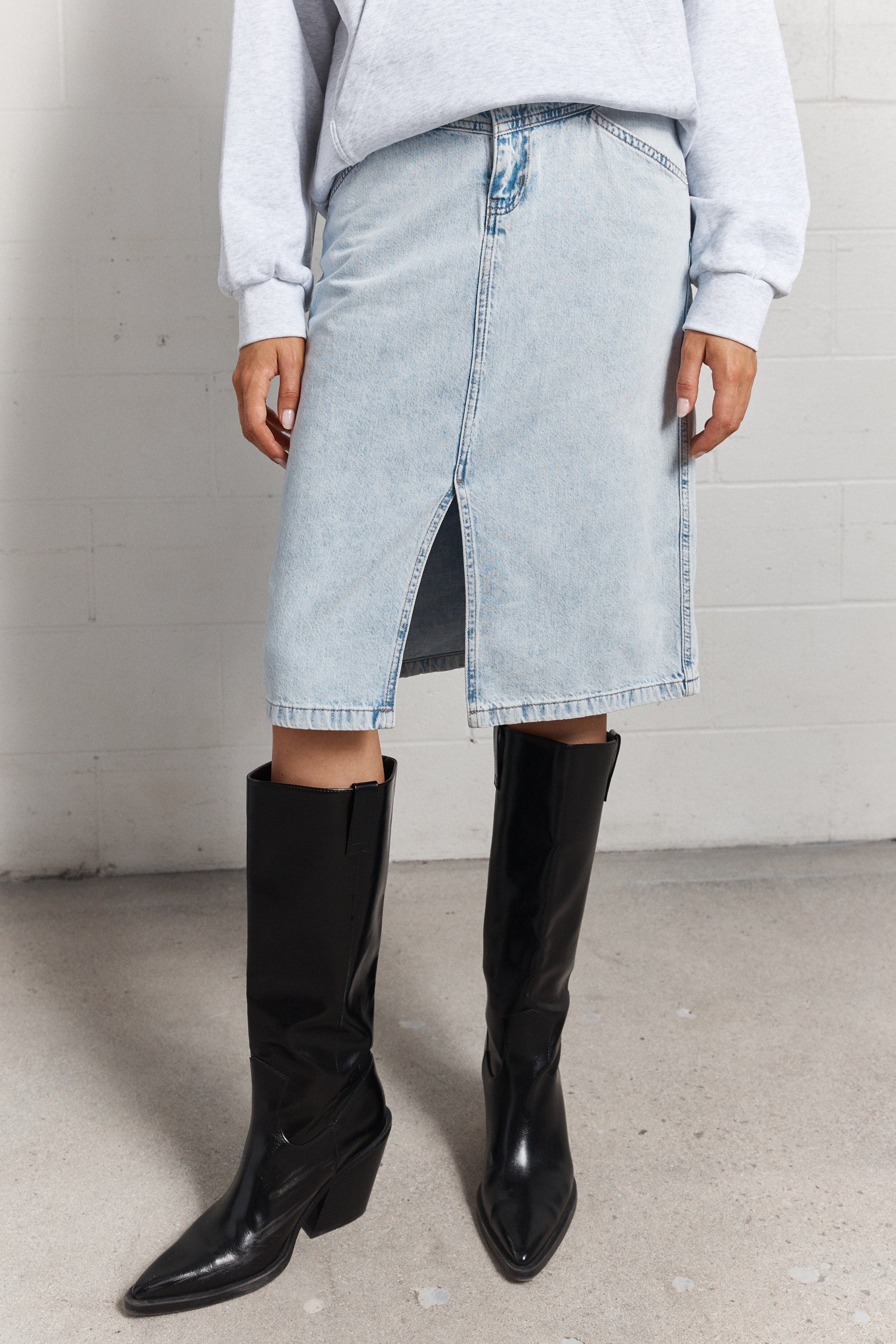 Monie | Jupe en denim bleu délavé