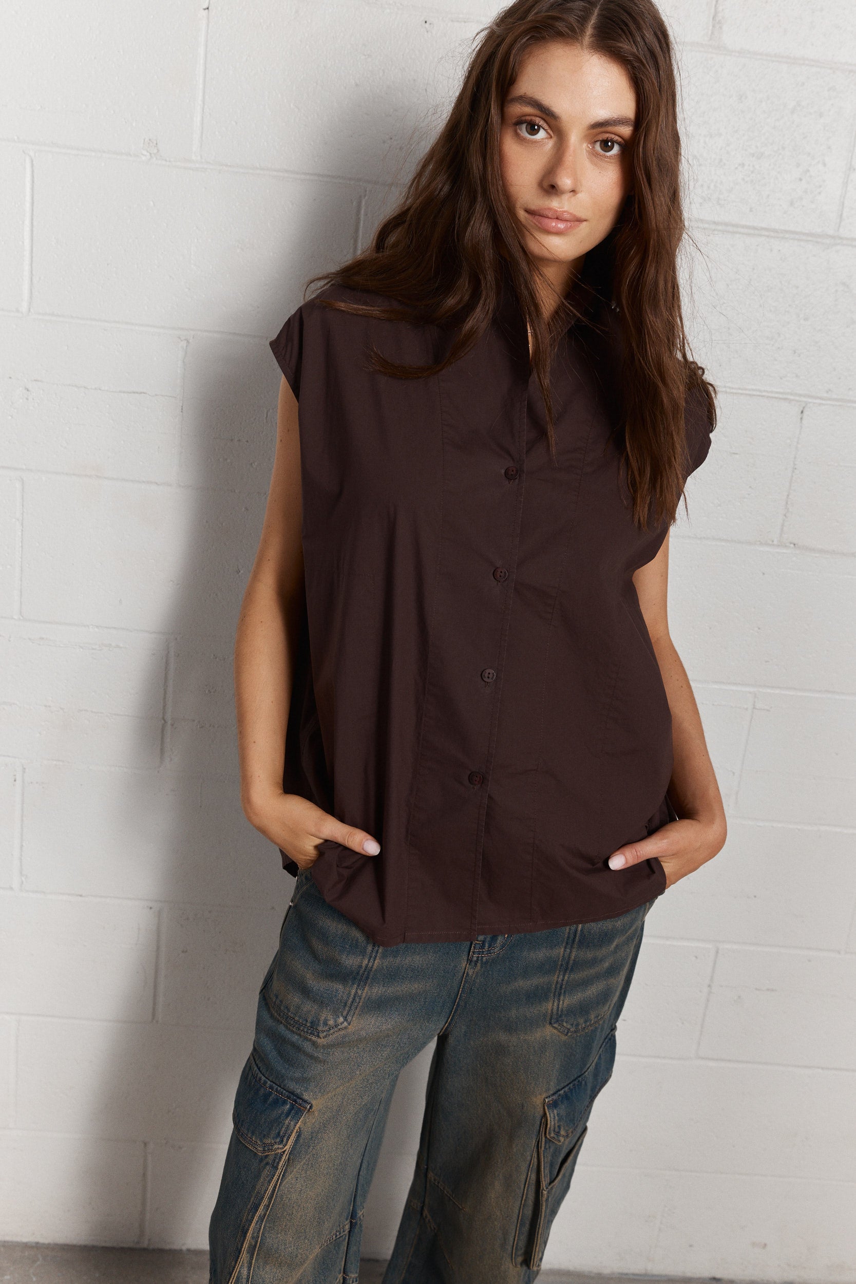 Haruka | Burgundy Oversized Short Sleeve Shirt