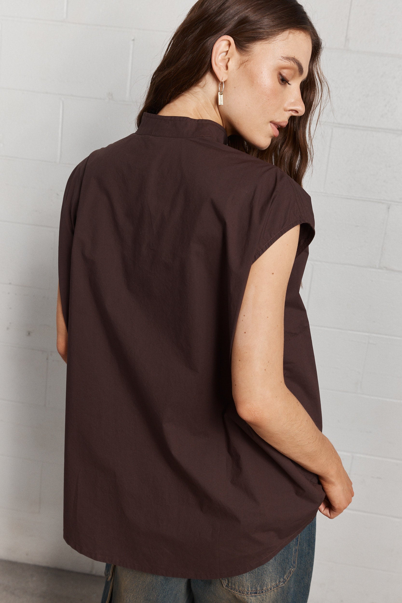 Haruka | Burgundy Oversized Short Sleeve Shirt