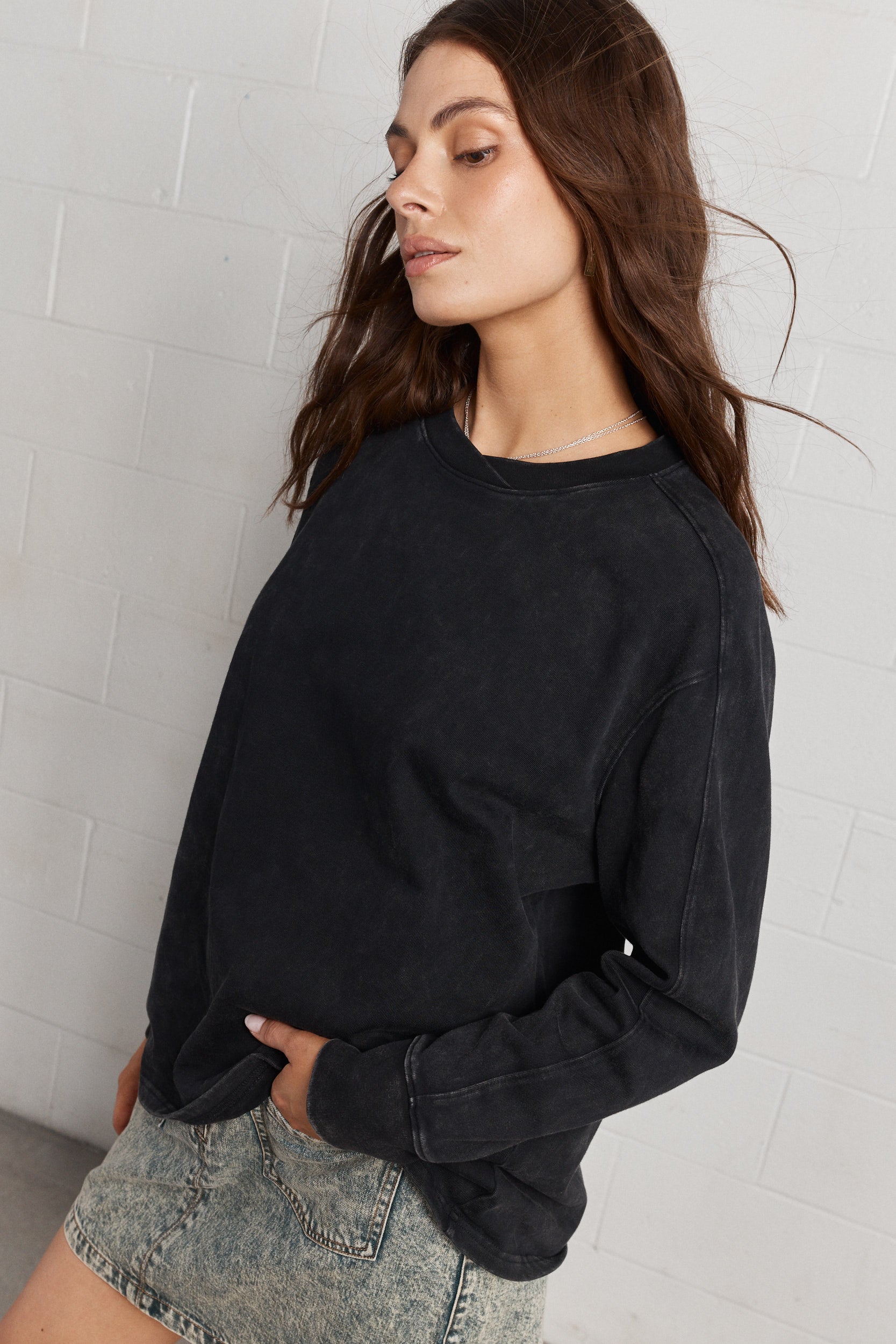 Alesia | Chandail noir délavé
