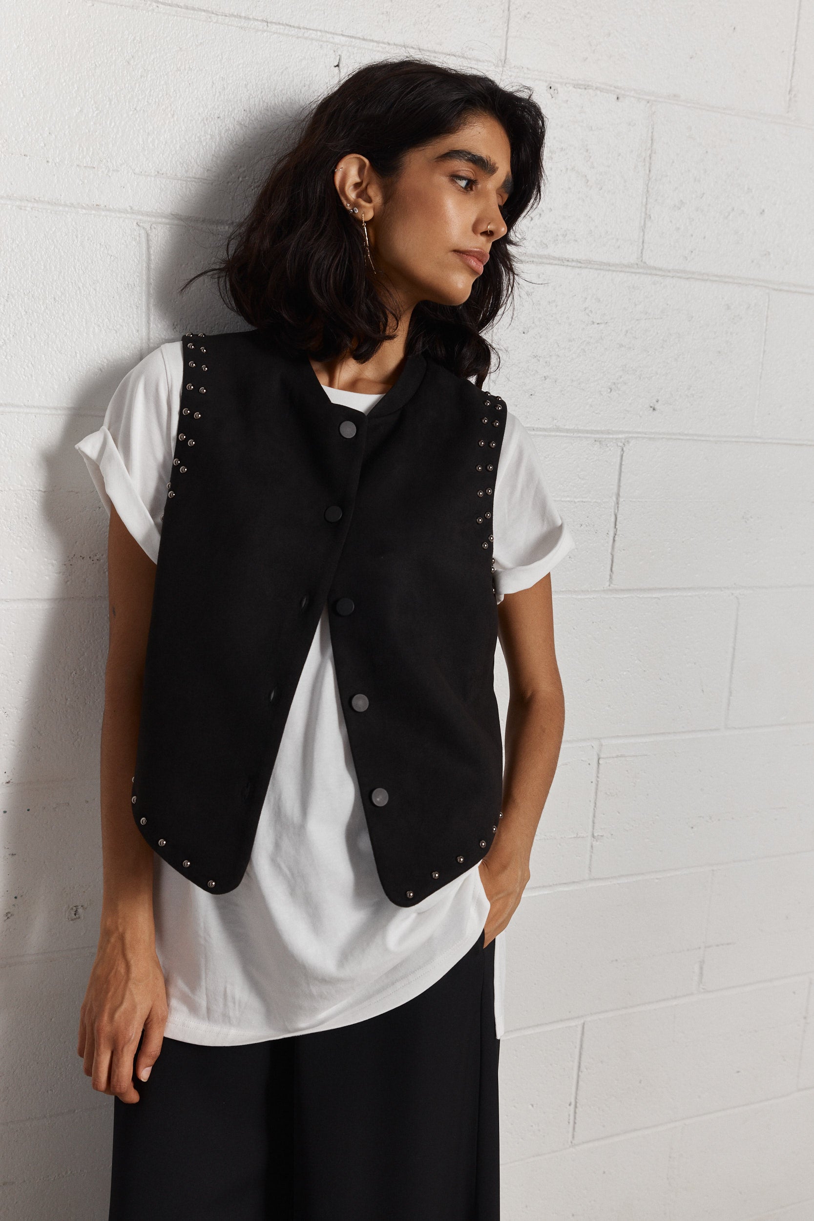 Cillian | Black Faux Suede Rivet Jacket