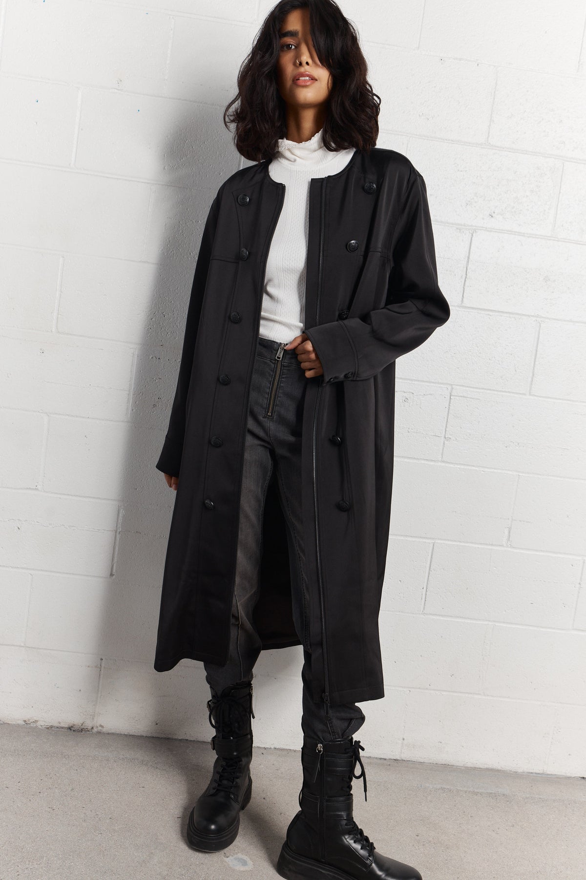 Bettany | Black Long Military Jacket