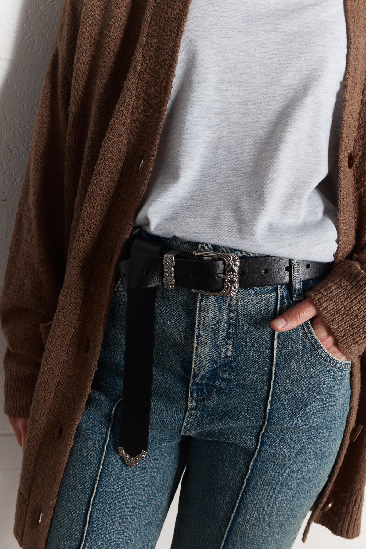 Santiago | Ceinture longue en cuir noir