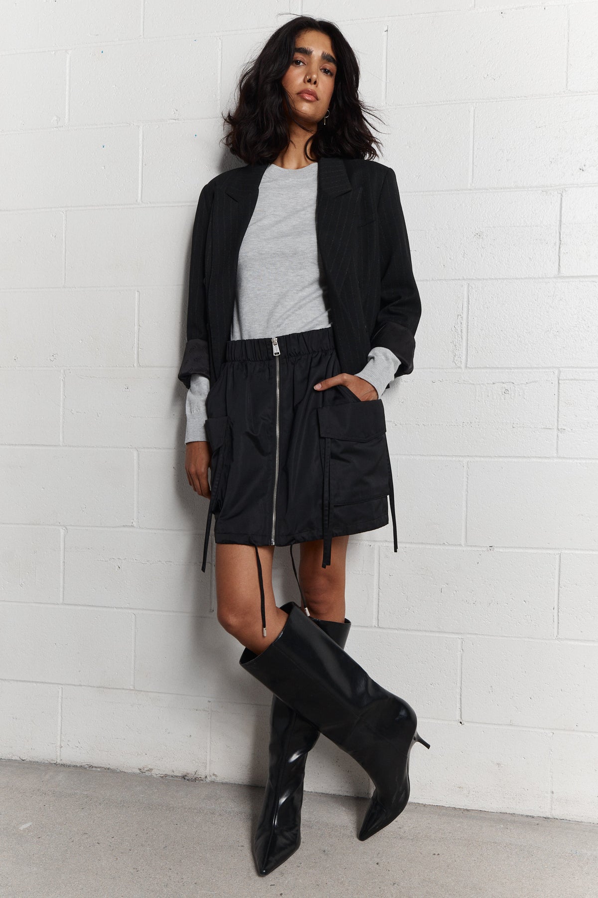 Maxine | Black utility mini skirt