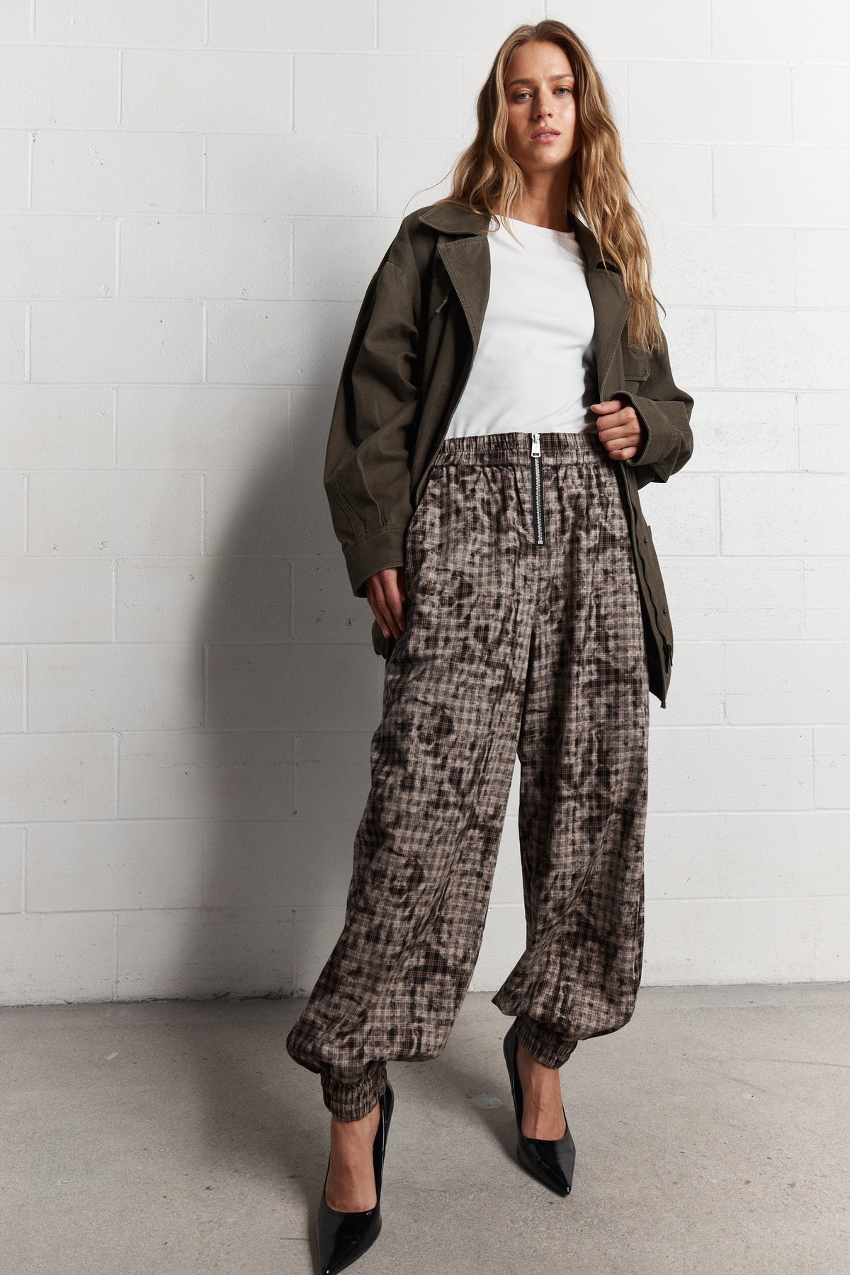 Love | Black faded plaid balloon pants