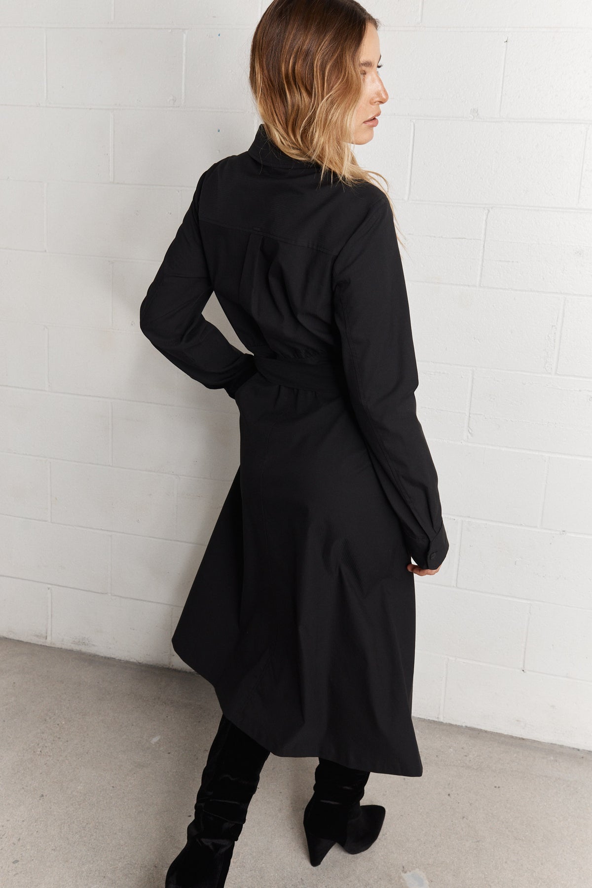 Sapphir | Black belted shirt dress