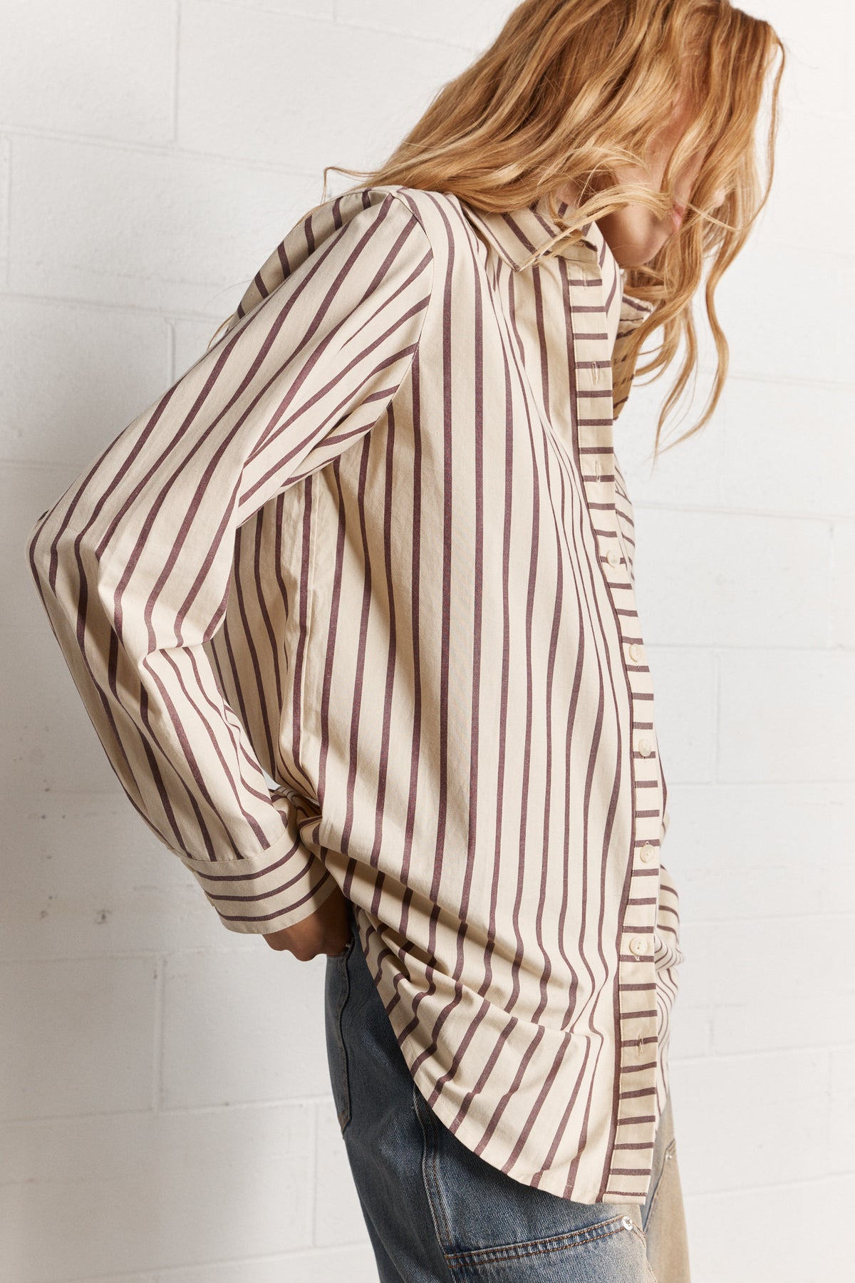 Billy | Chemise beige ample à rayures