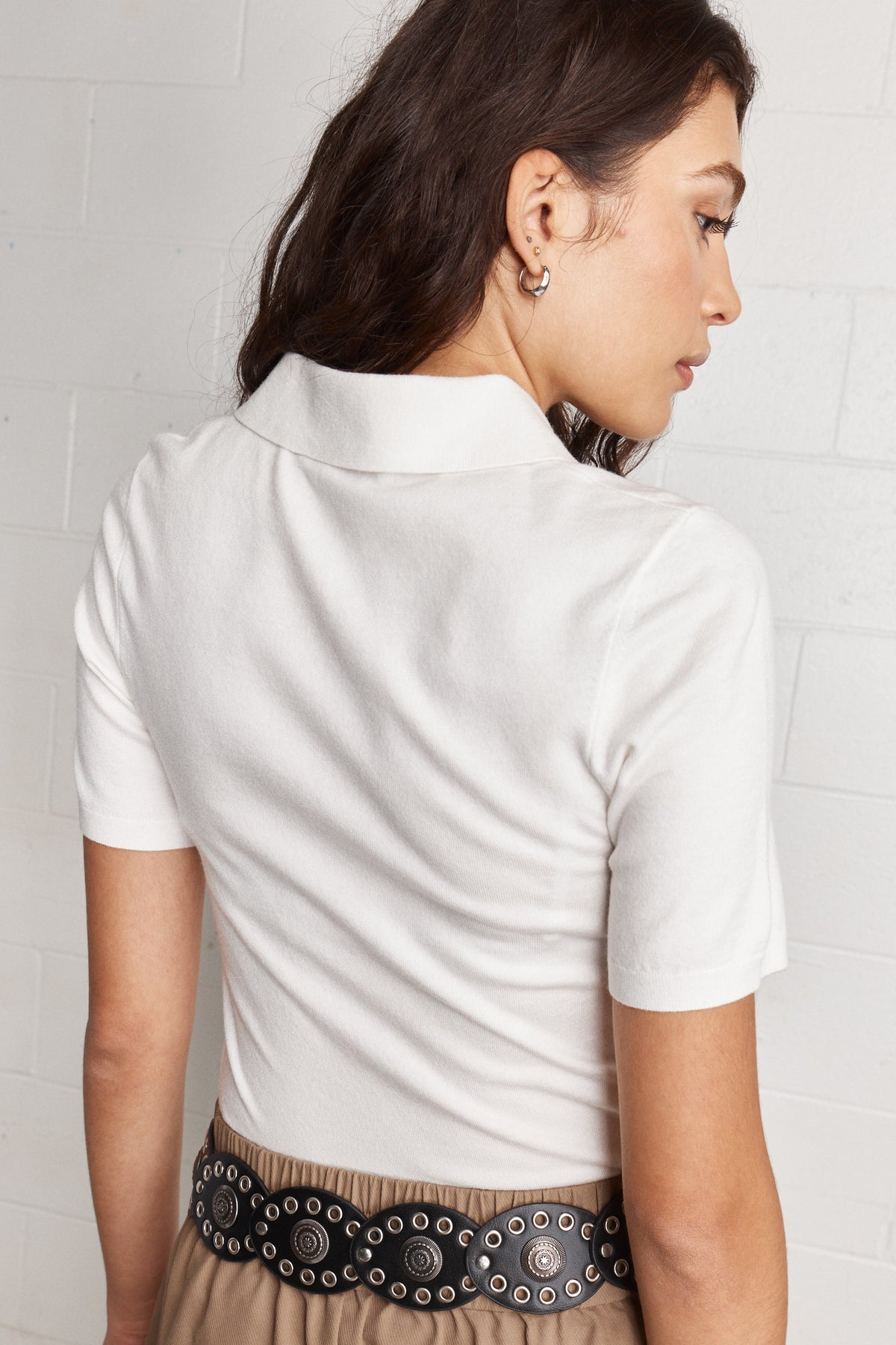 Greg | White knit polo shirt