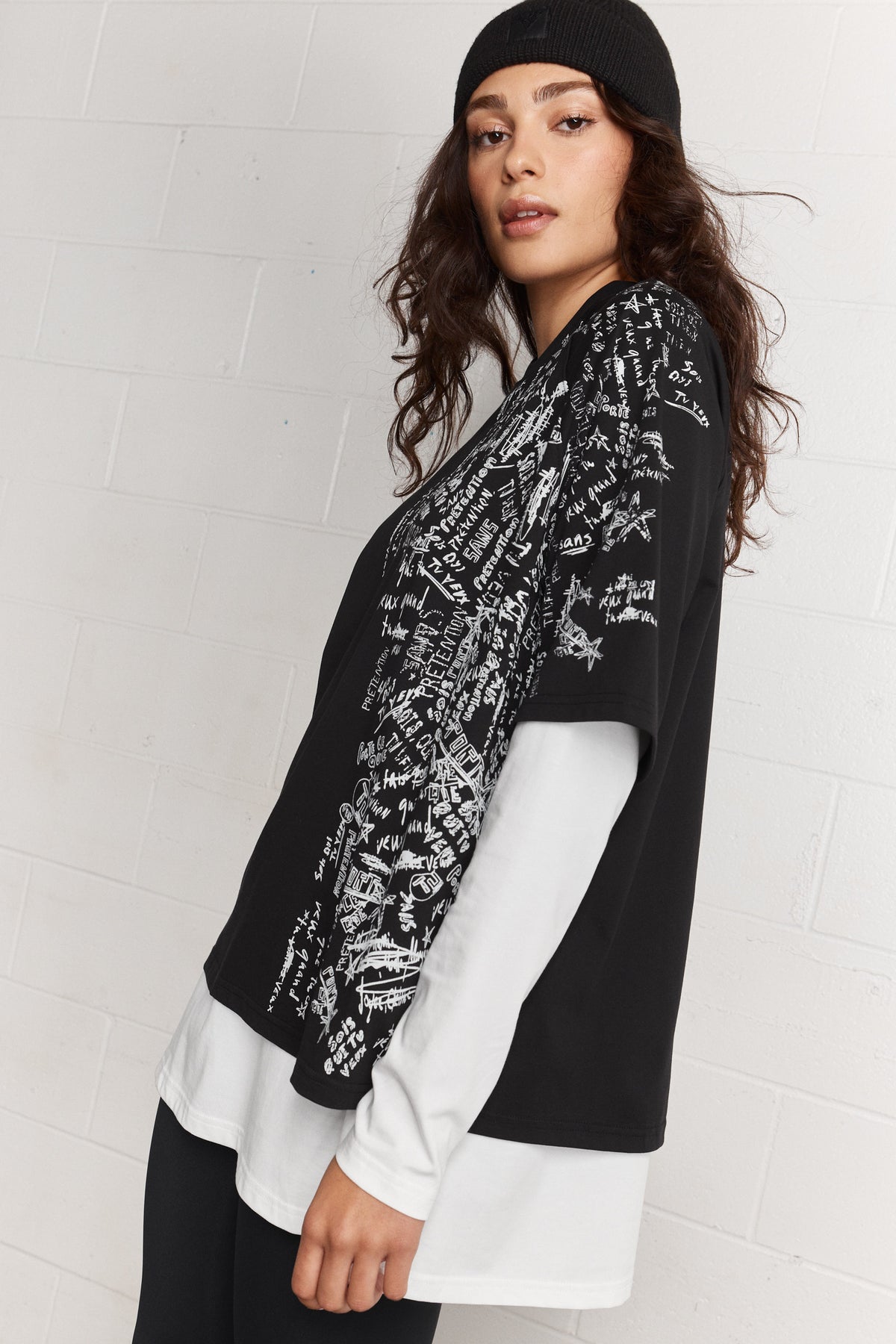 Chase | Chandail superposé noir et blanc