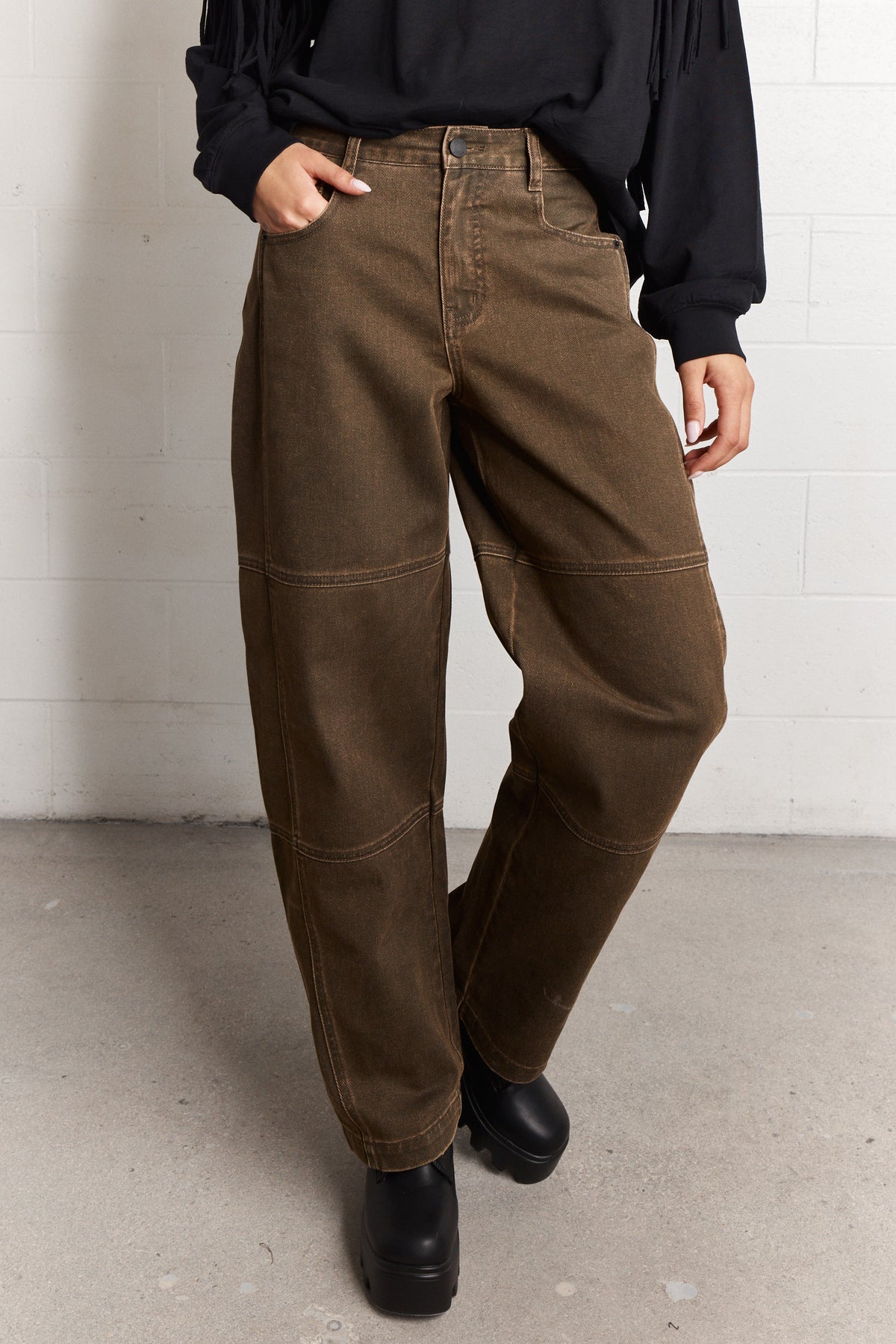 Sevani | Faded black and yellow balloon jeans