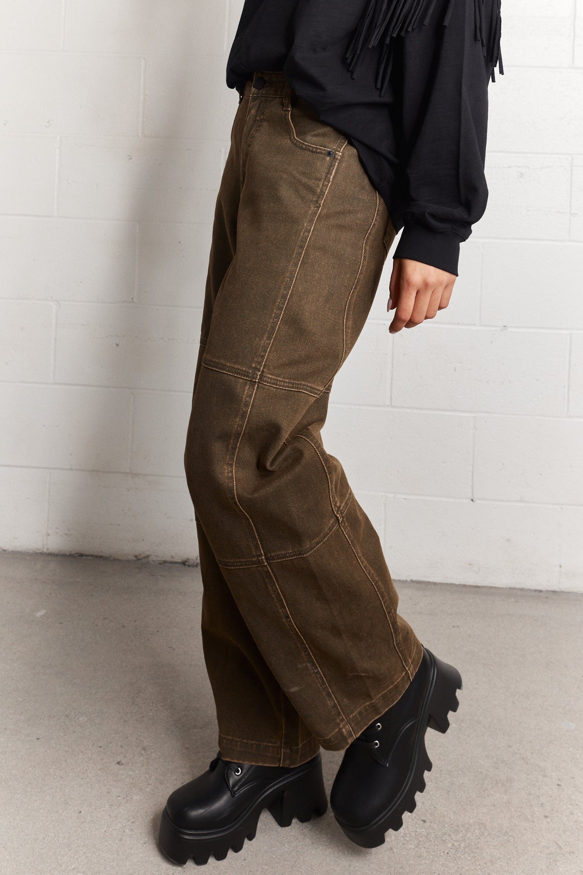 Sevani | Faded black and yellow balloon jeans