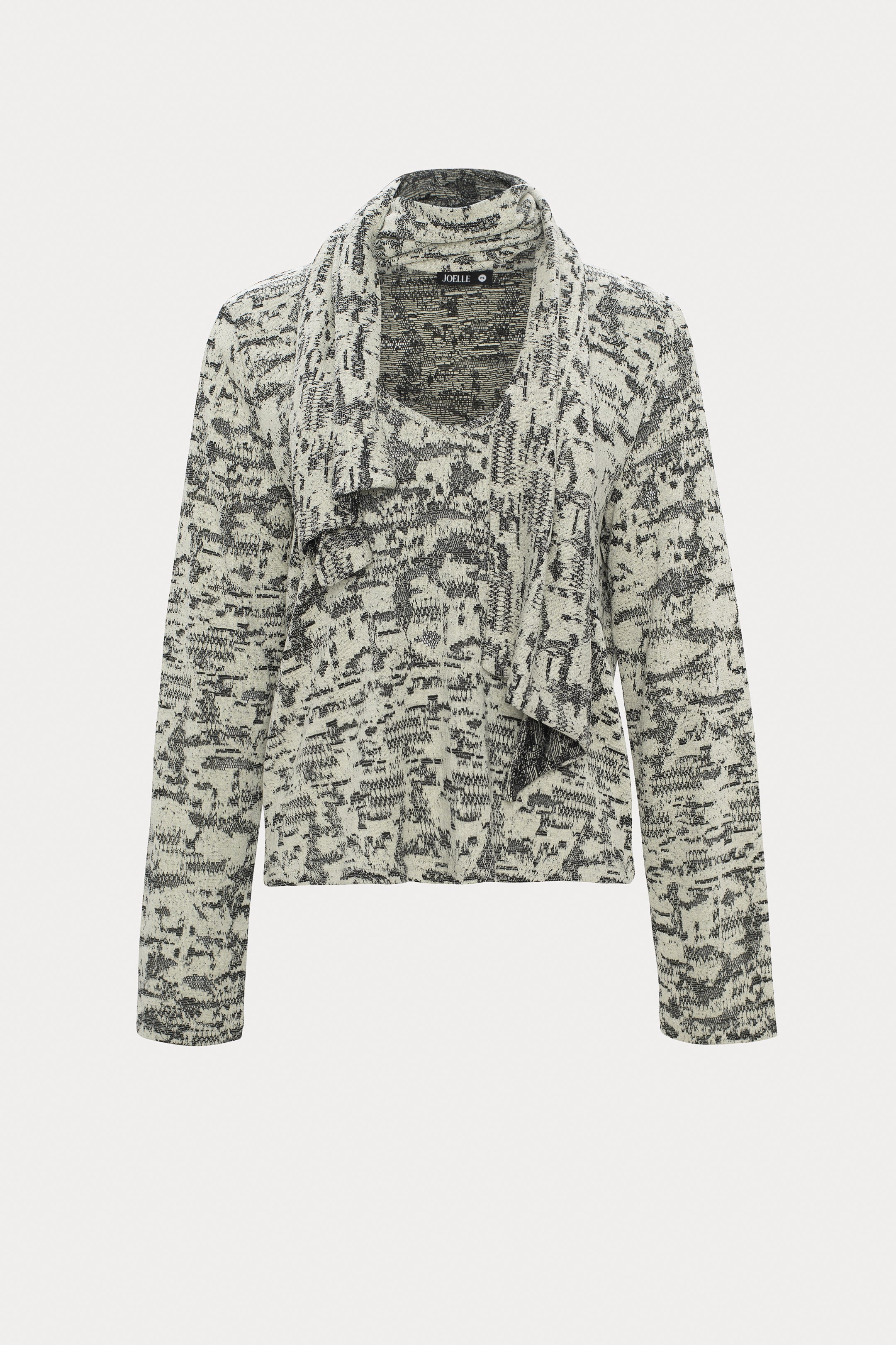 Brouah | Cream patterned sweater with integrated scarf