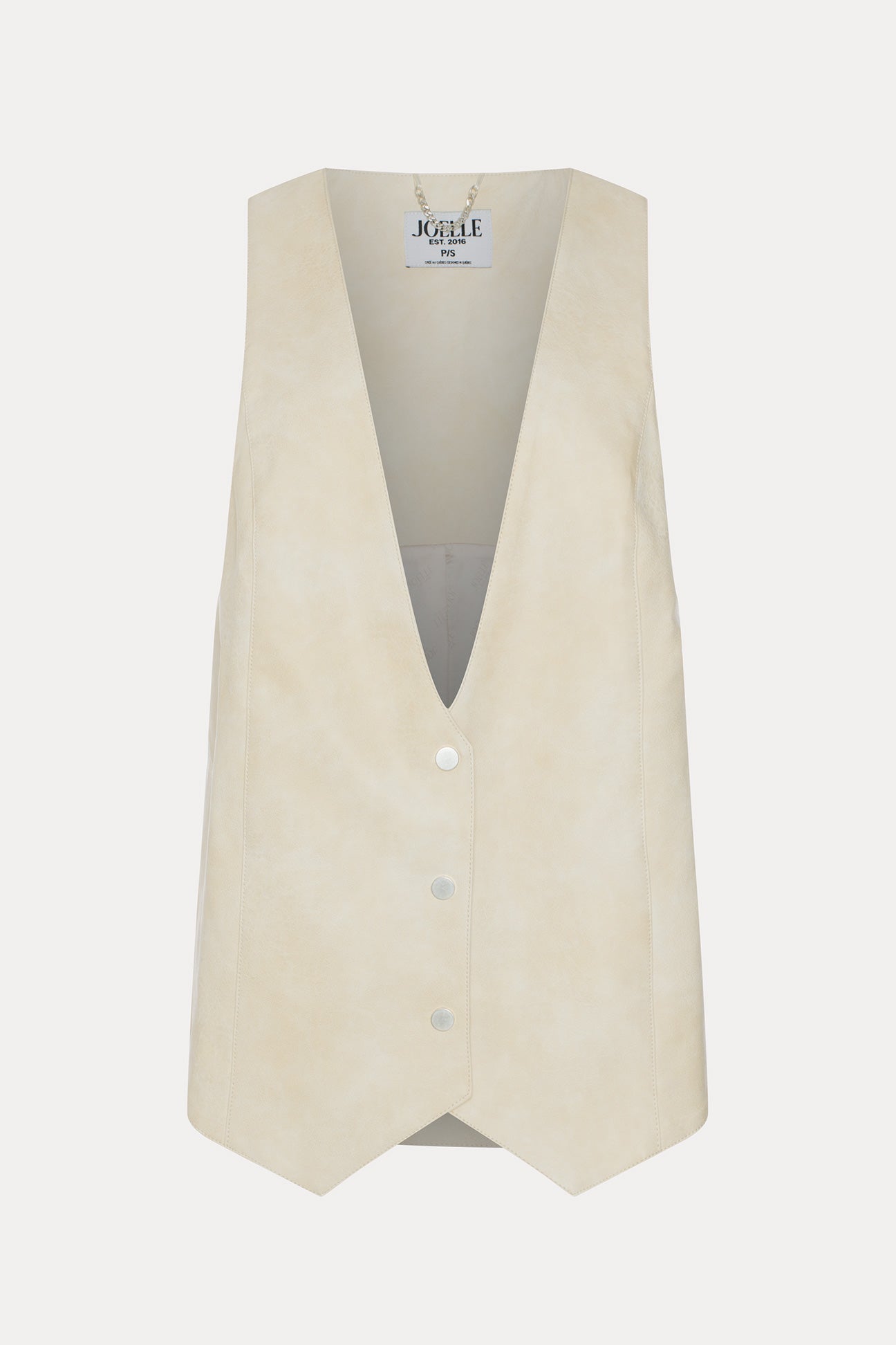 Jane | Cream faux leather sleeveless jacket