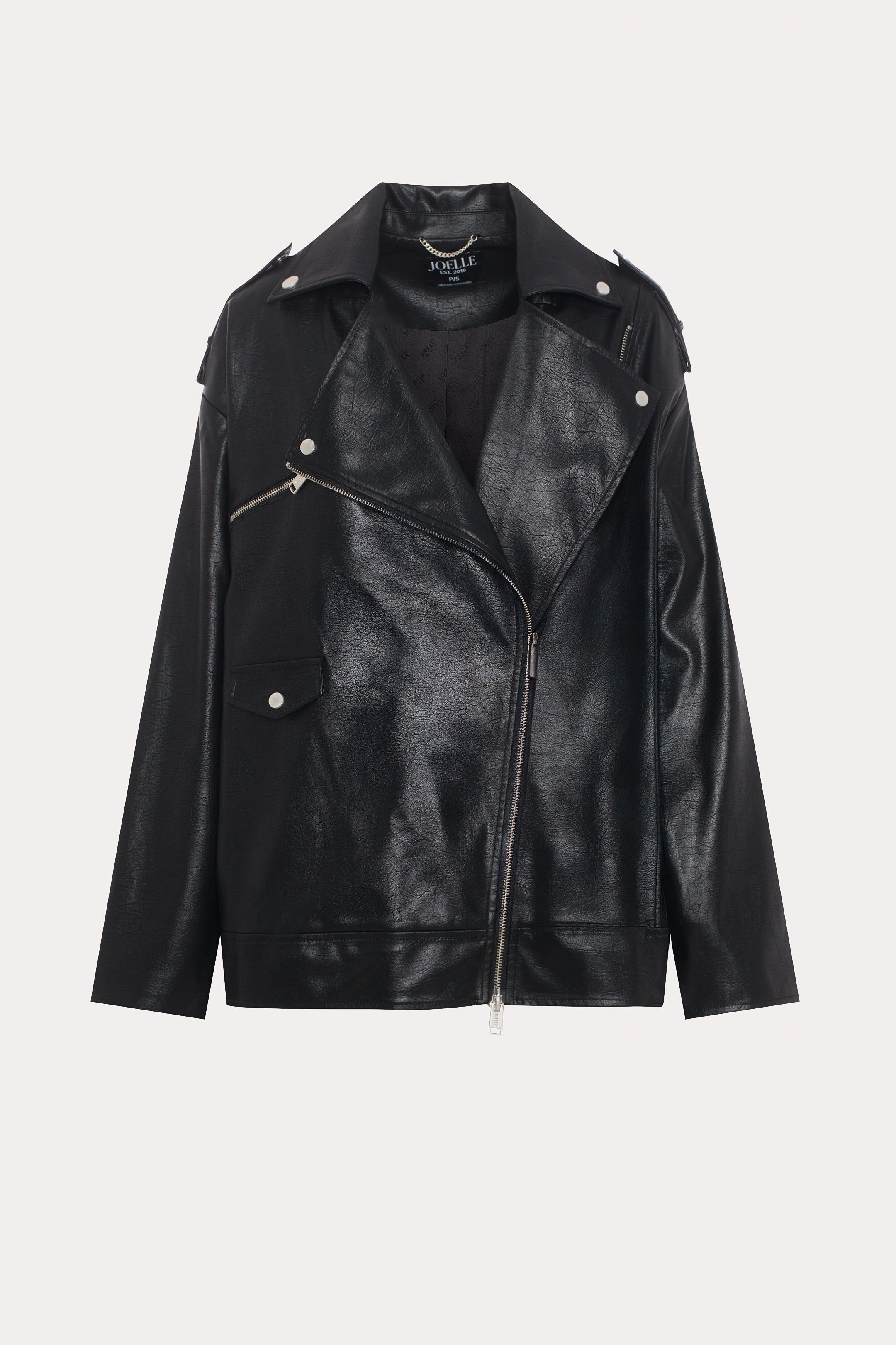 Ozzy | Black faux leather perfecto jacket