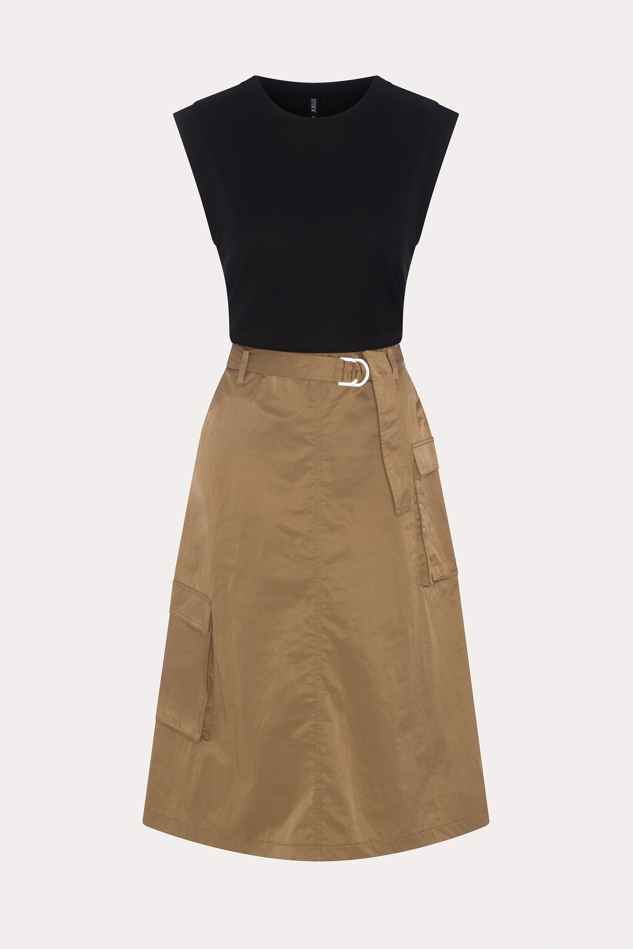 Selah | Robe droite 2-en-1 noire et beige