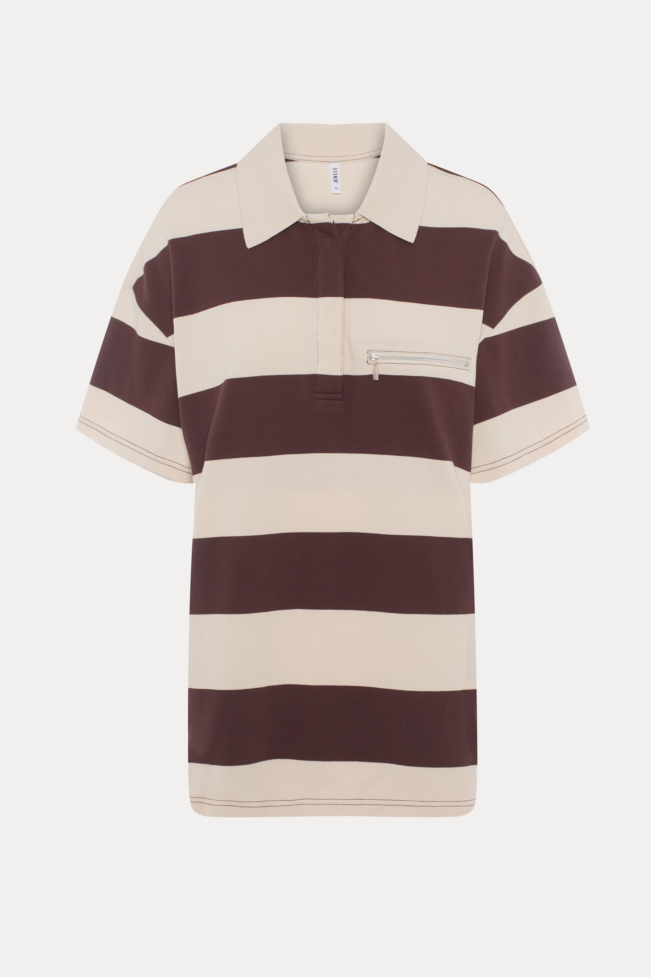 Ricky | Loose-fit striped cream polo shirt