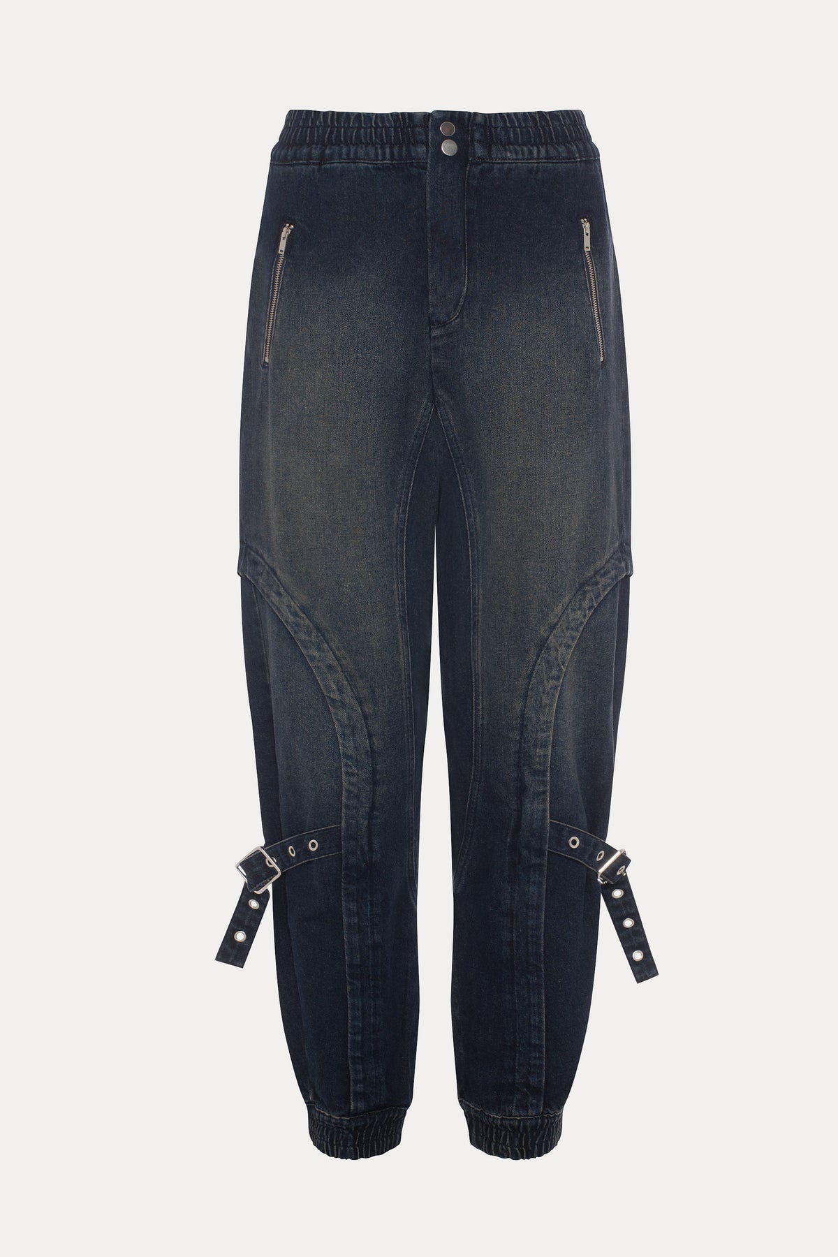 Manny | Dark blue sand-washed baggy jeans