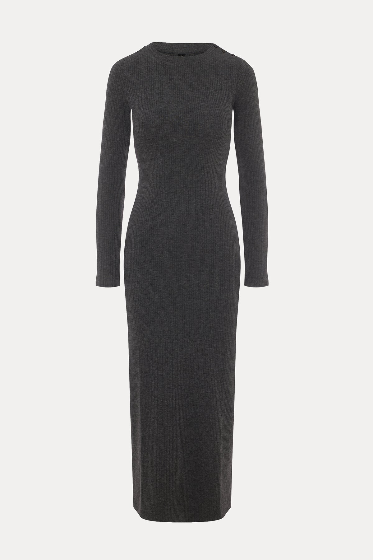 Lys | Robe longue côtelée charbon