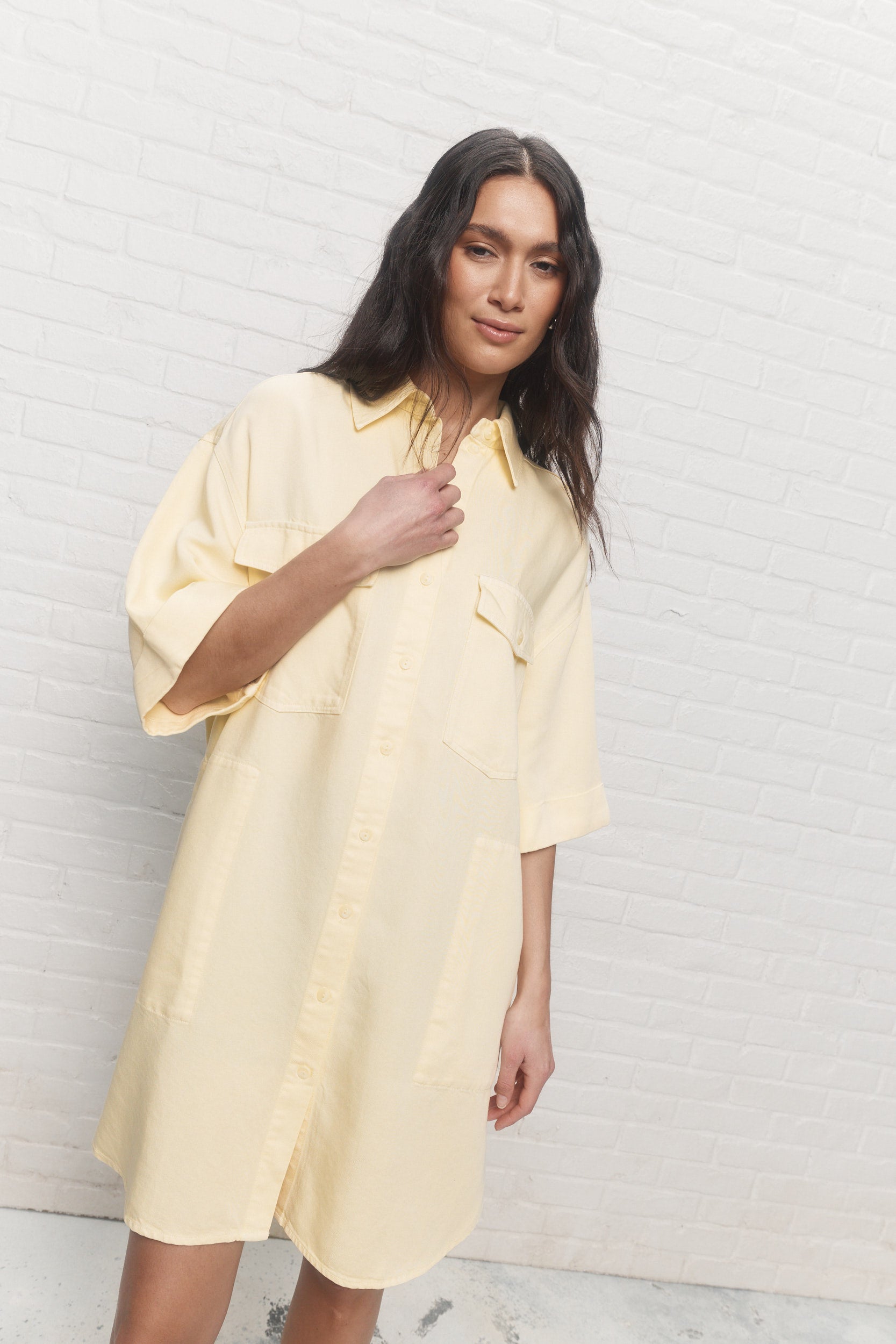 Mavis | Robe chemise jaune pâle