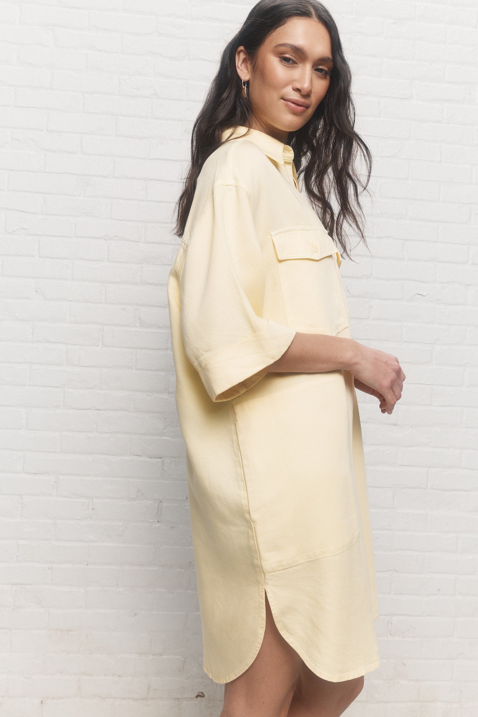 Mavis | Robe chemise jaune pâle