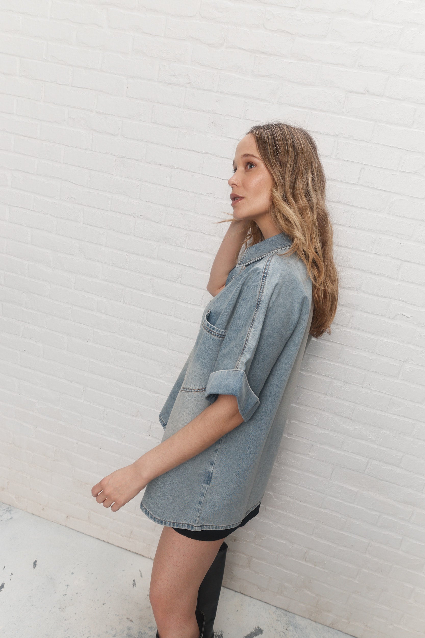 Anthem | Chemise en denim indigo délavé