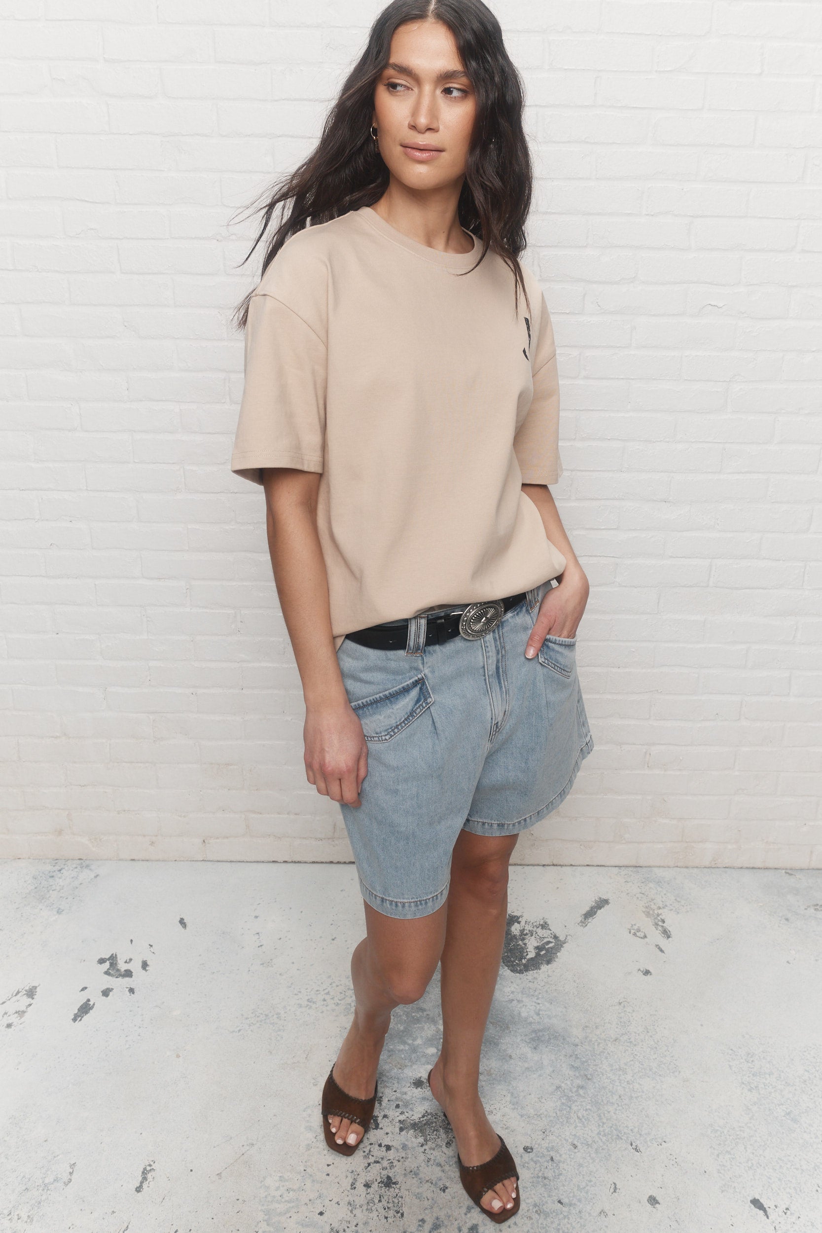 Renka | Short denim bleu pâle délavé