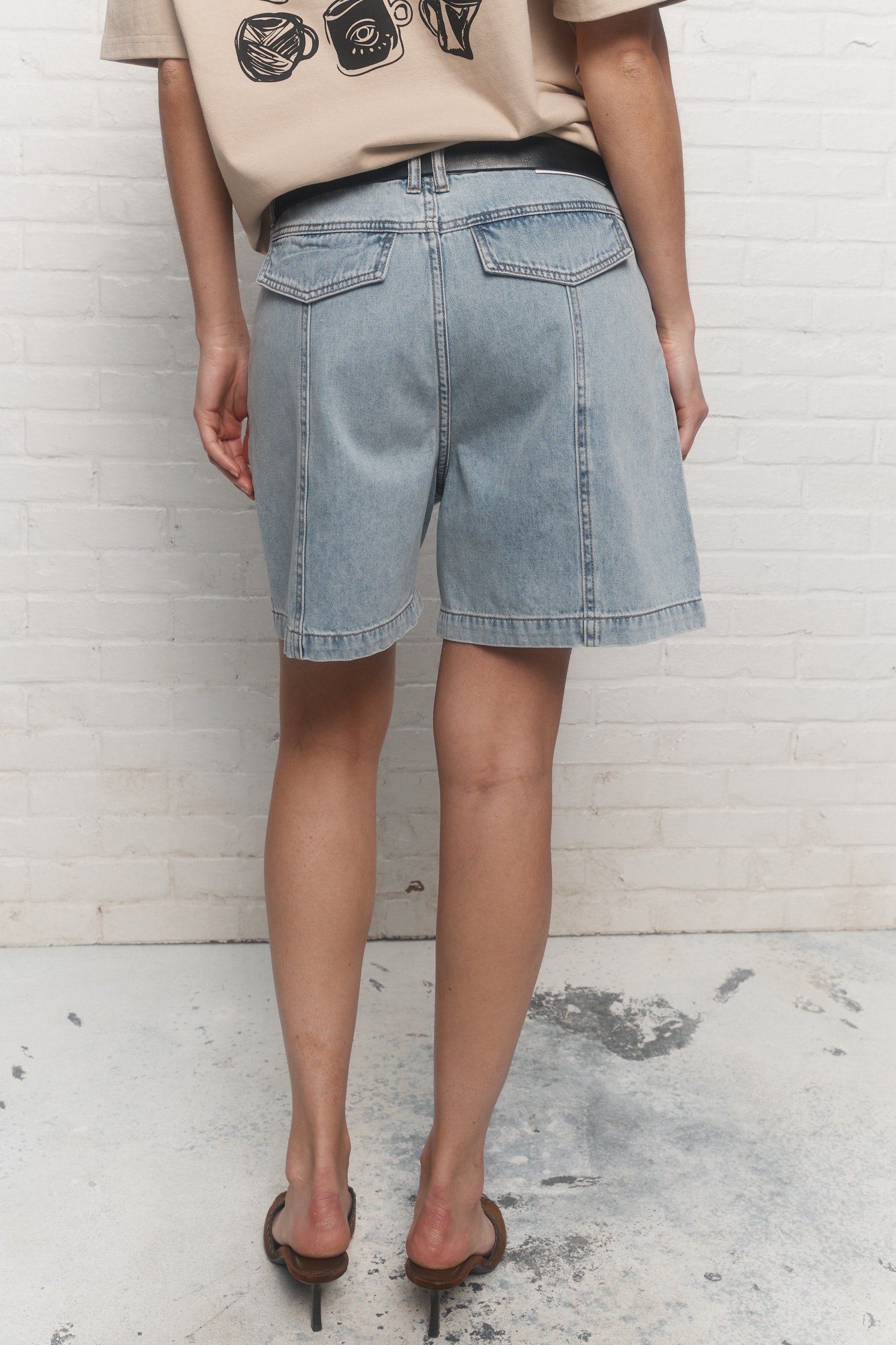 Renka | Short denim bleu pâle délavé