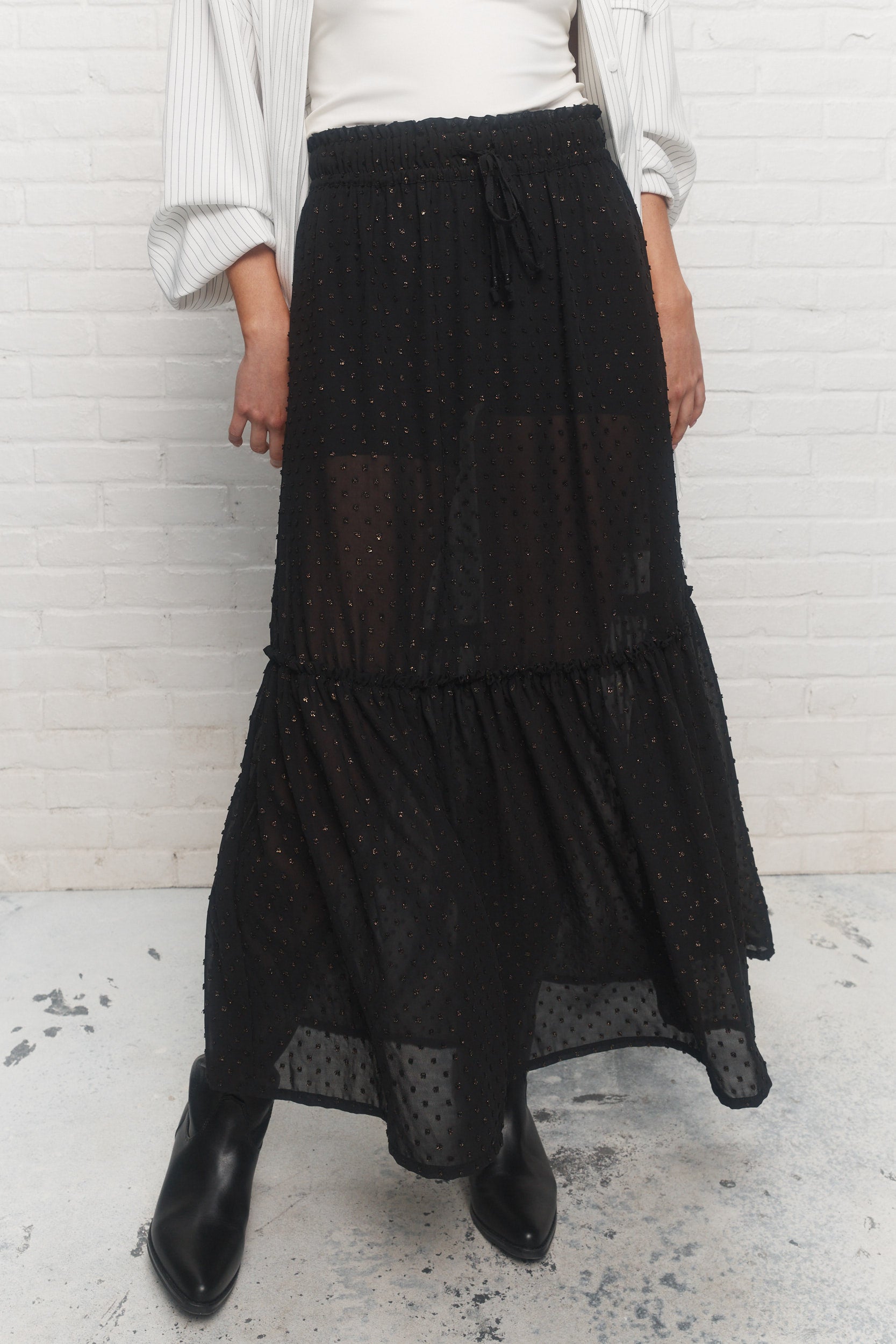 Diem | Black sheer long skirt