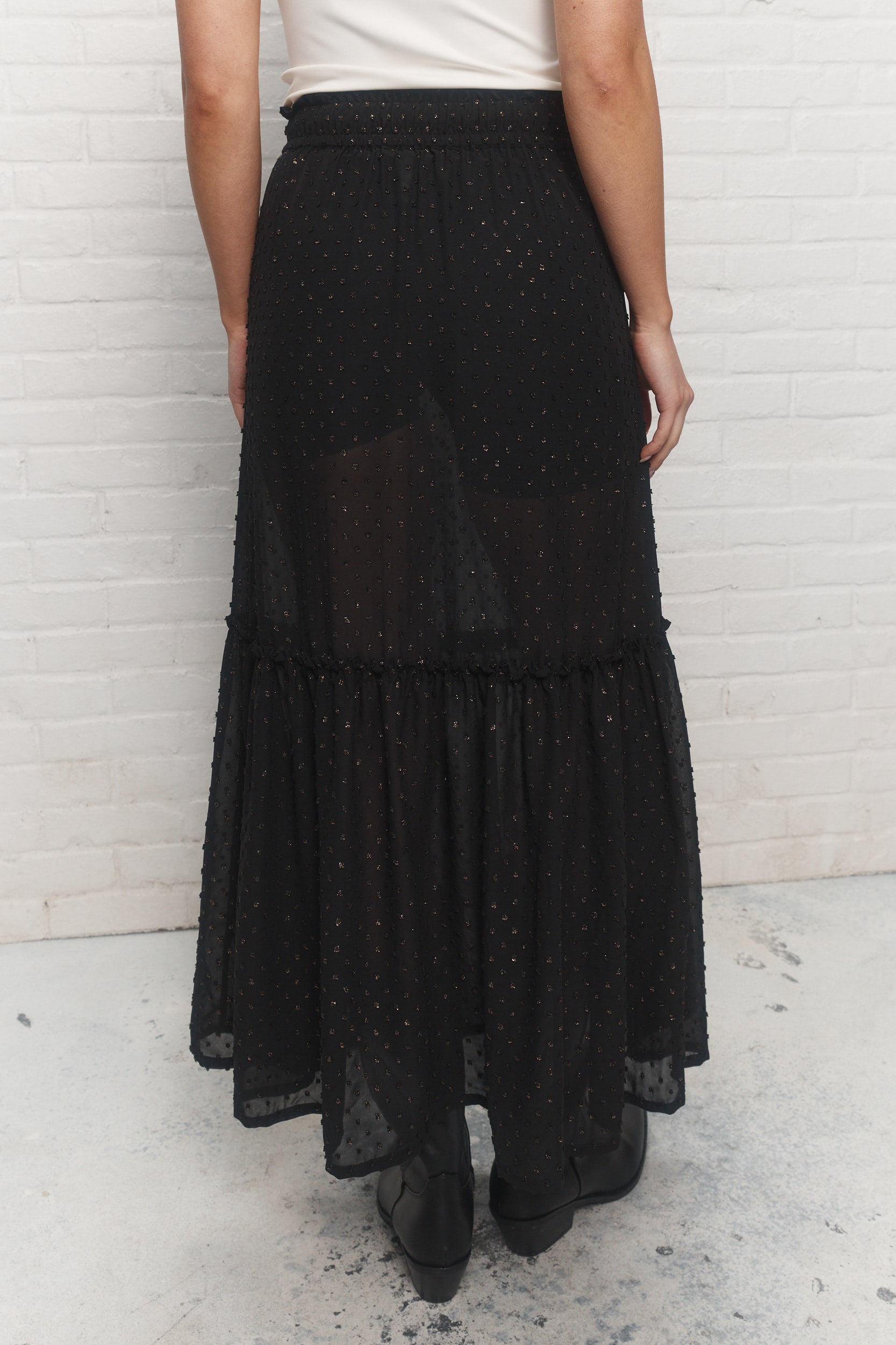 Diem | Black sheer long skirt