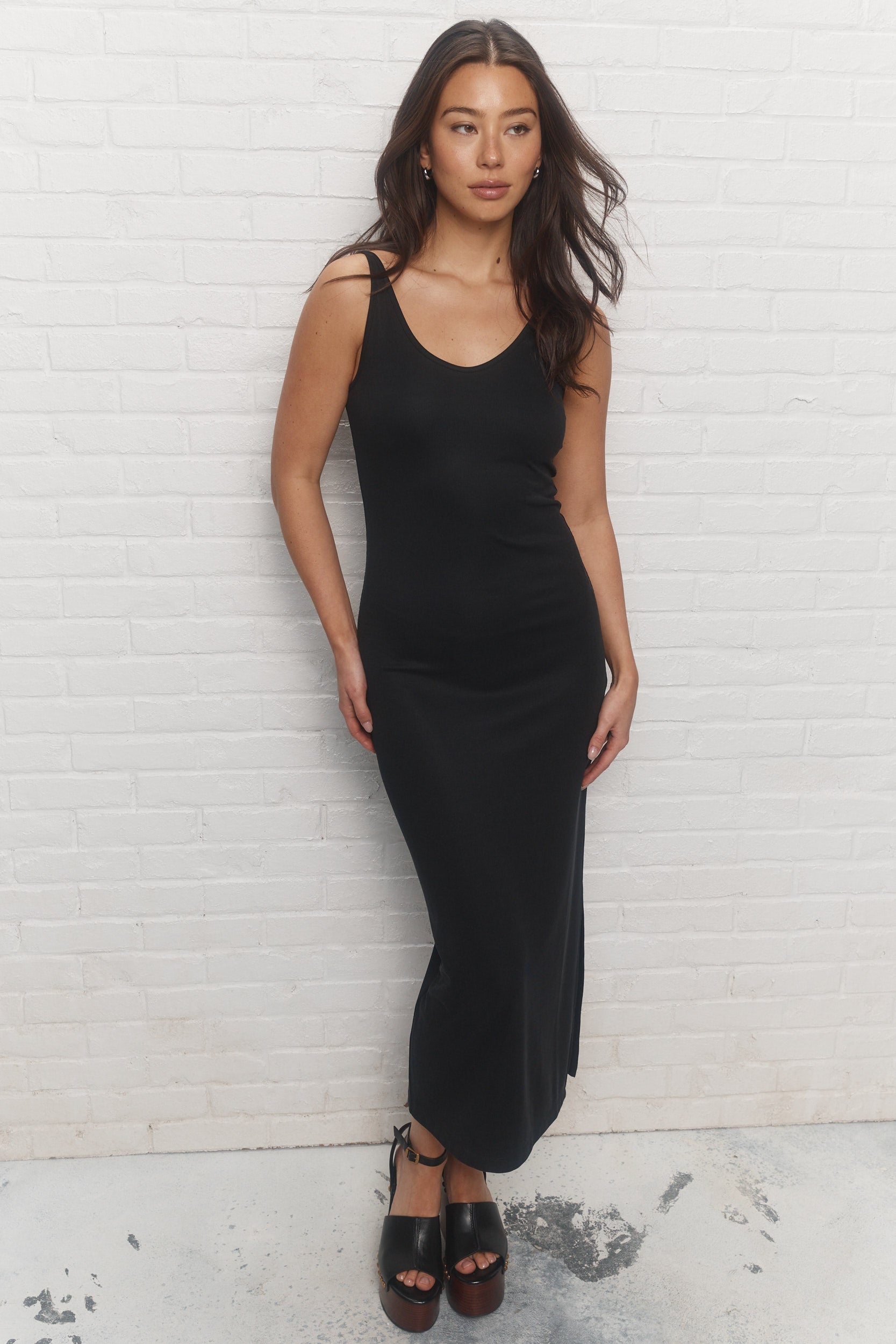 Marley | Robe longue noire à bretelles