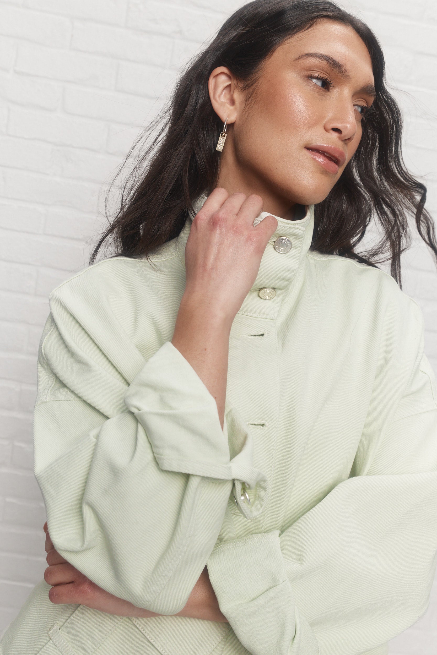 Helix | Veste en denim vert pâle délavé