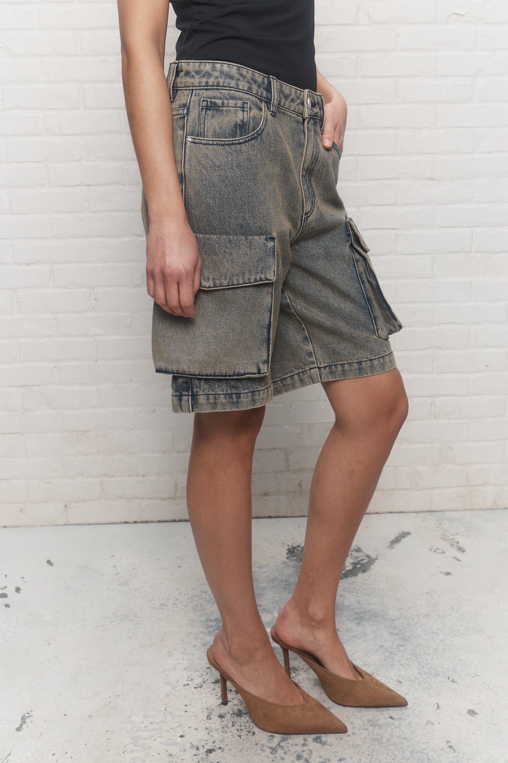 Garett Short bermuda bleu jaune délavé JOELLE Collection