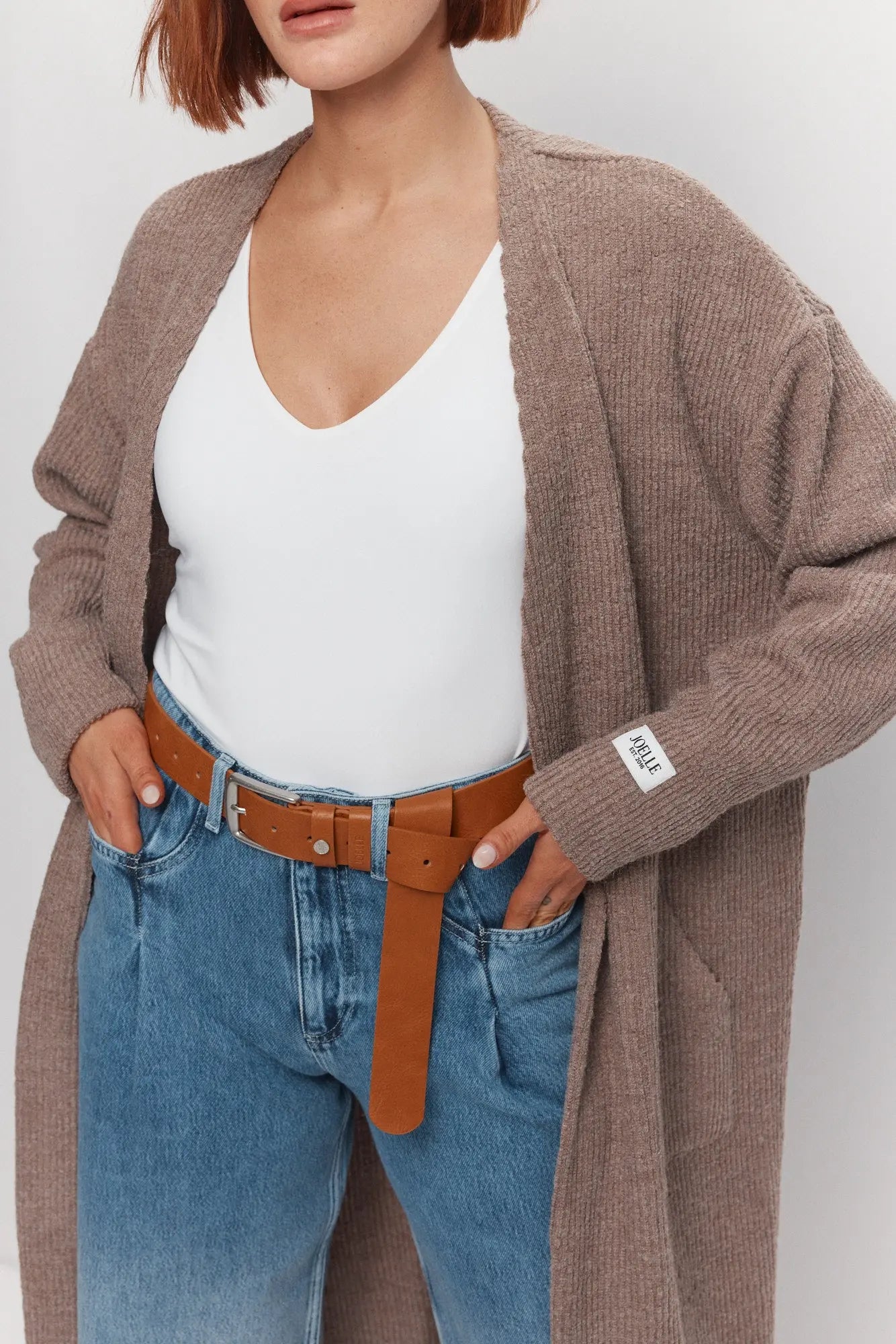 Ceinture tan boucle argent | Adrien JOELLE Collection