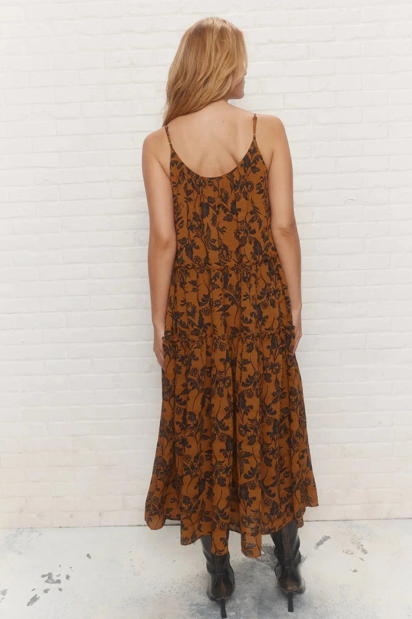 Lexie | Robe longue jaune à imprimé floral