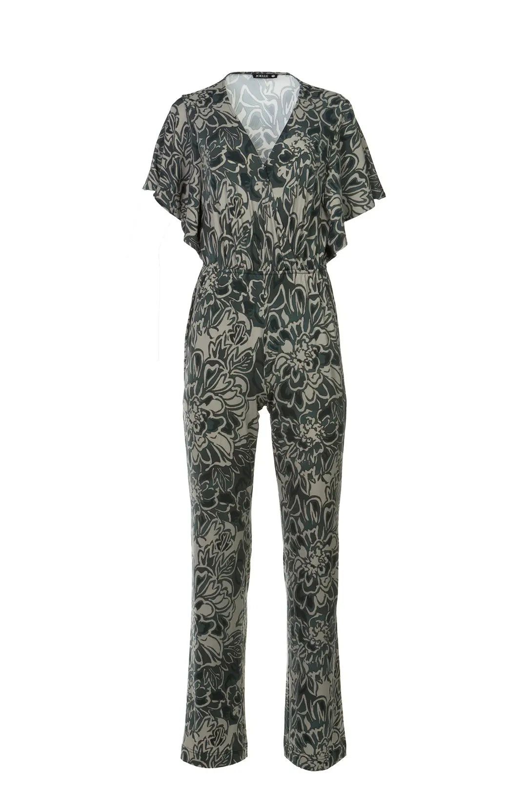 Combinaison verte à motifs manches à volants | Jessyan JOELLE Collection