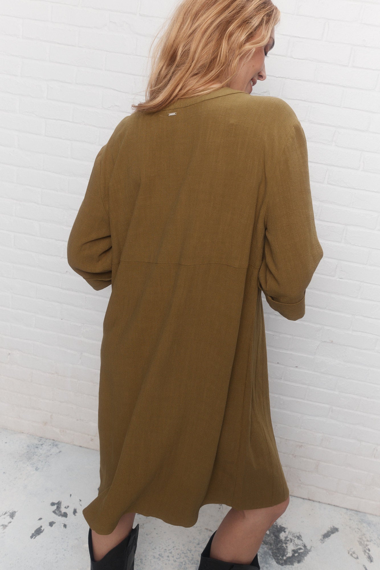 Paseo | Khaki green shirt dress