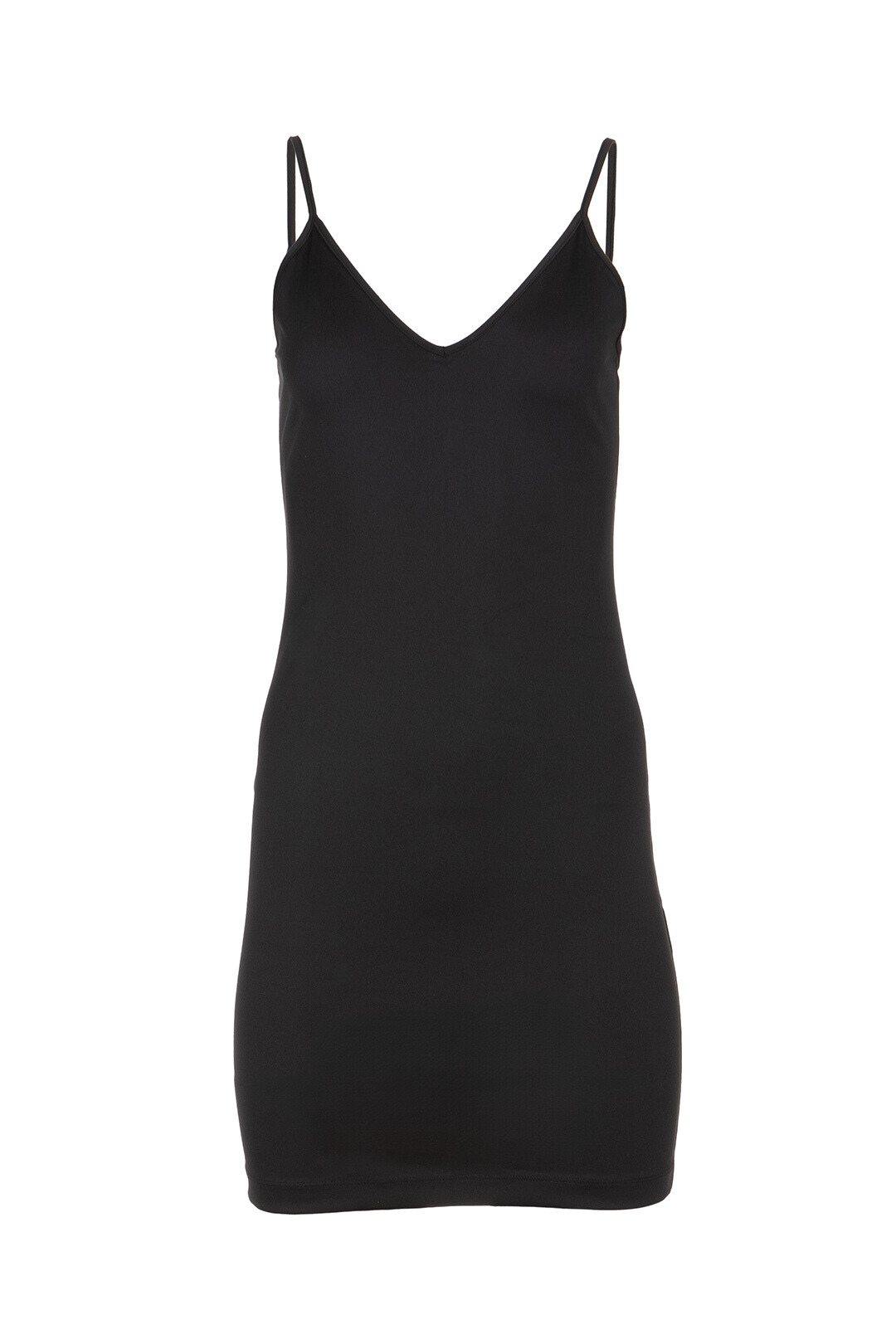 Black slip dress with thin straps | Daniella