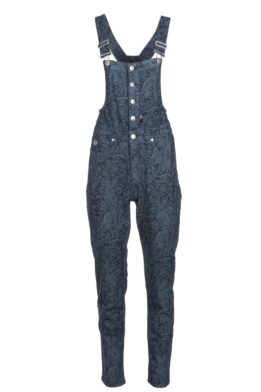 Salopette noire motifs paisley en denim | Serac JOELLE Collection