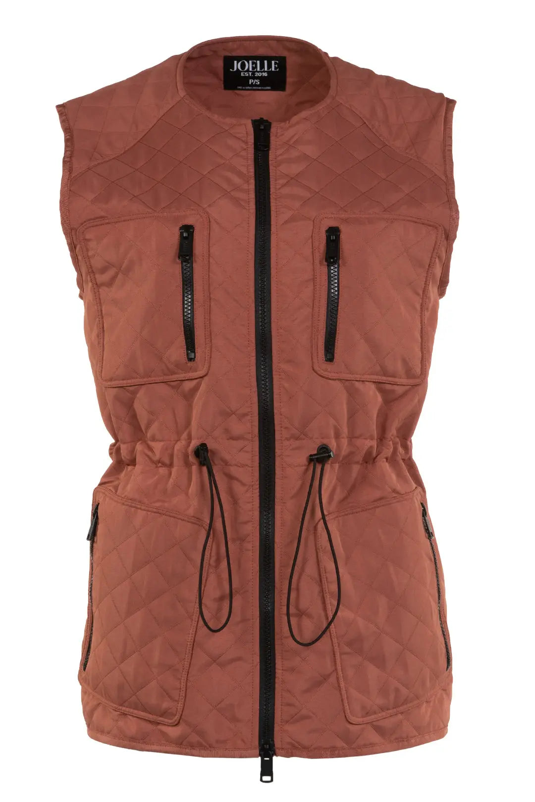 Brown adjustable waist quilted jacket | Cornellia