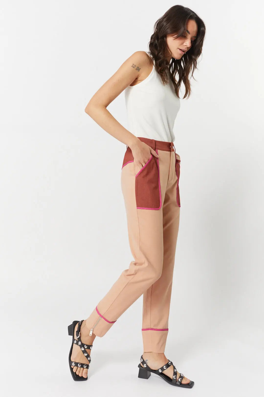 Pantalon tricolore avec poches | Stone JOELLE Collection