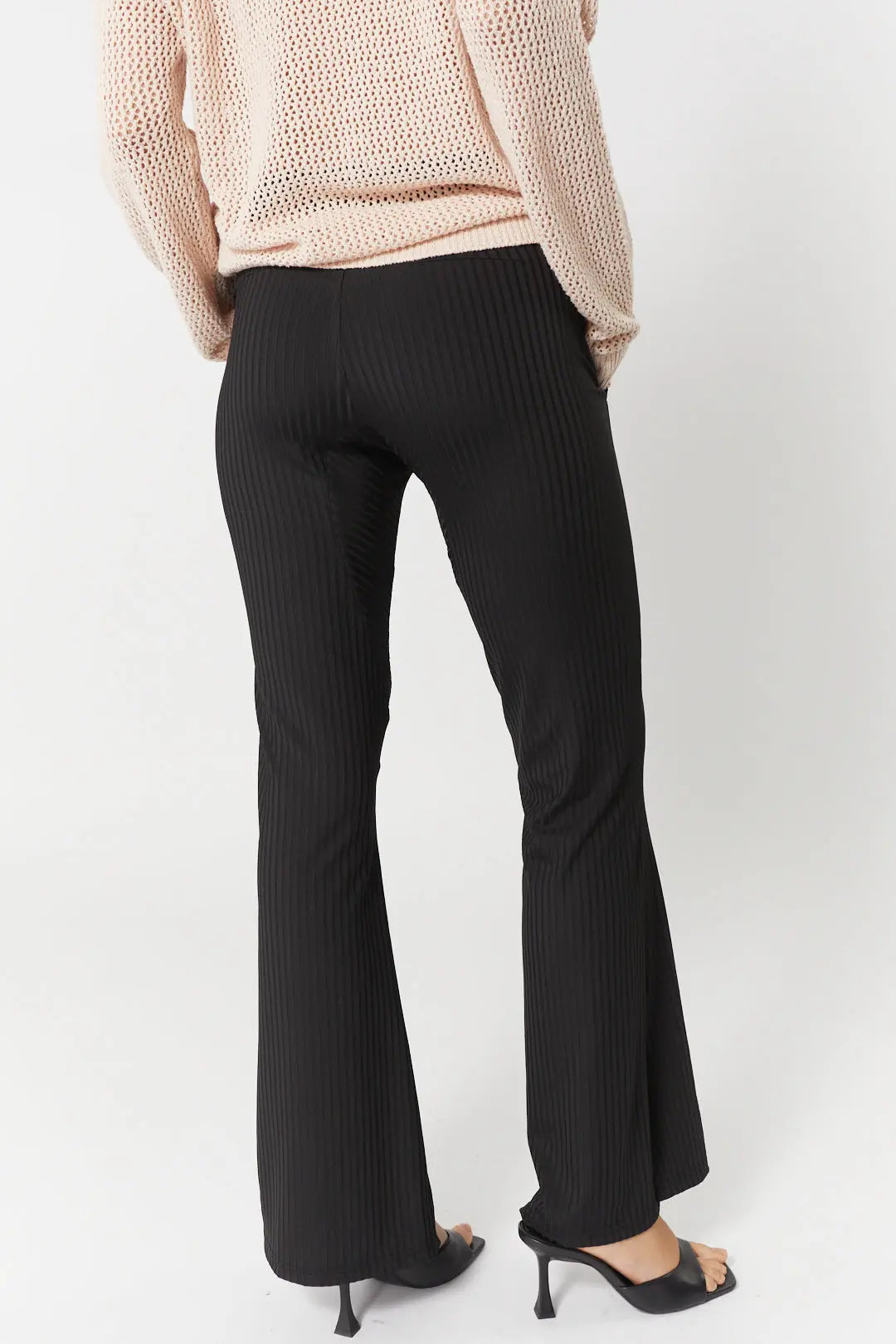 Pantalon noir texturé évasé | Damask JOELLE Collection