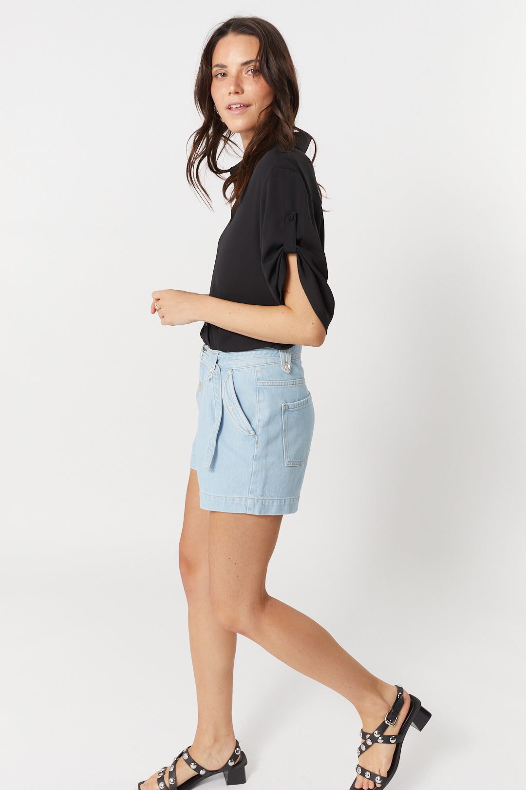 Pale blue denim shorts | Sarah