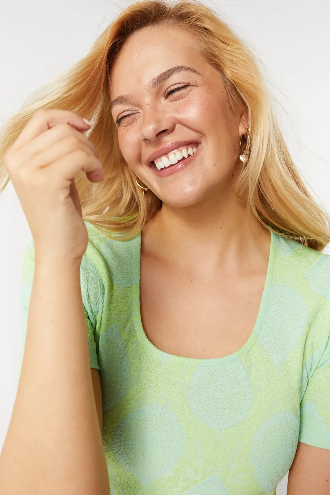 Chandail vert menthe à motifs | Elliot JOELLE Collection