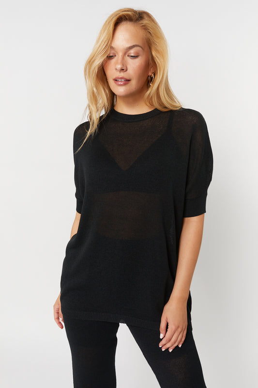 Chandail noir en tricot | Solange