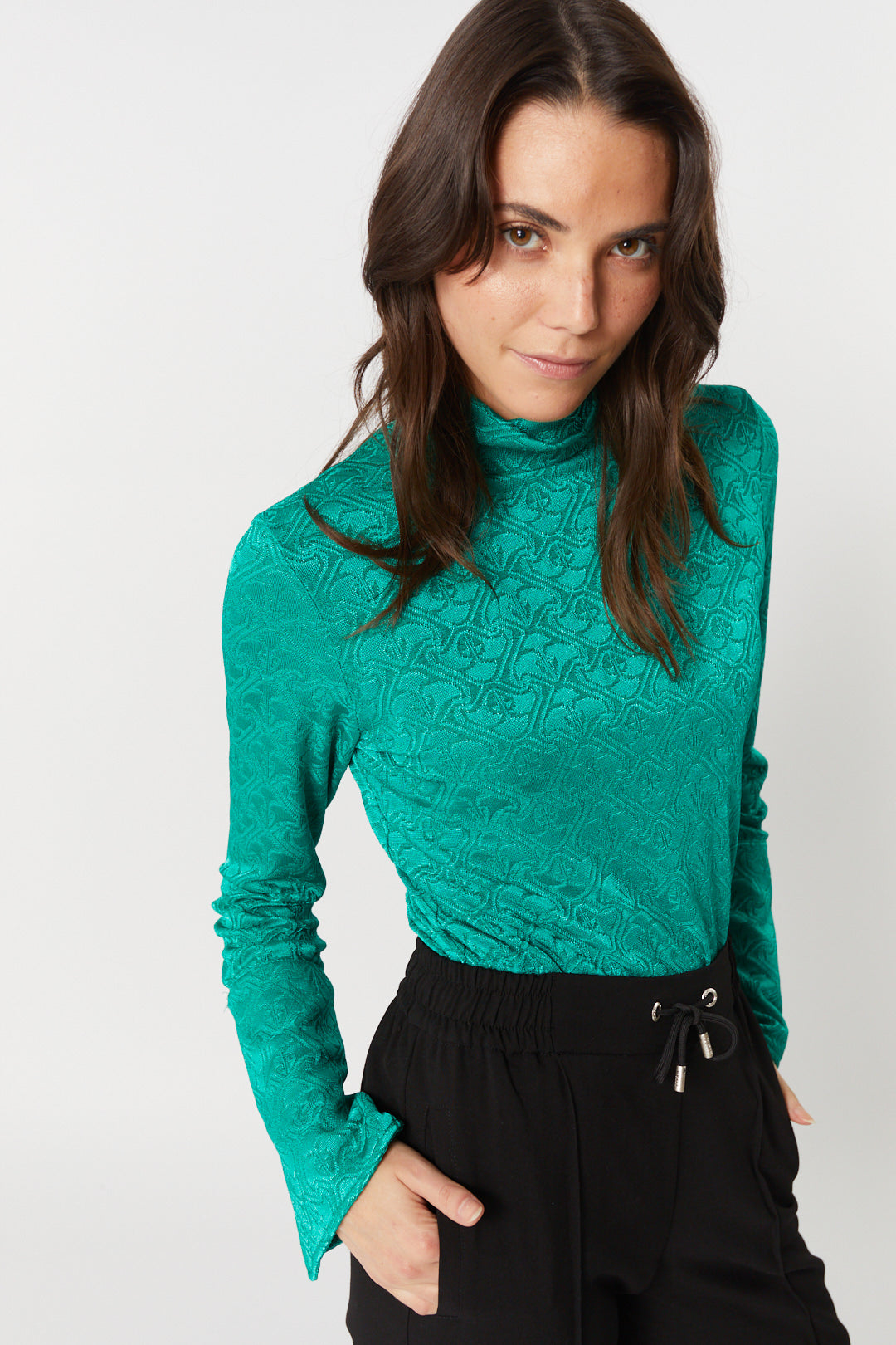 Turquoise turtleneck sweater | Kane