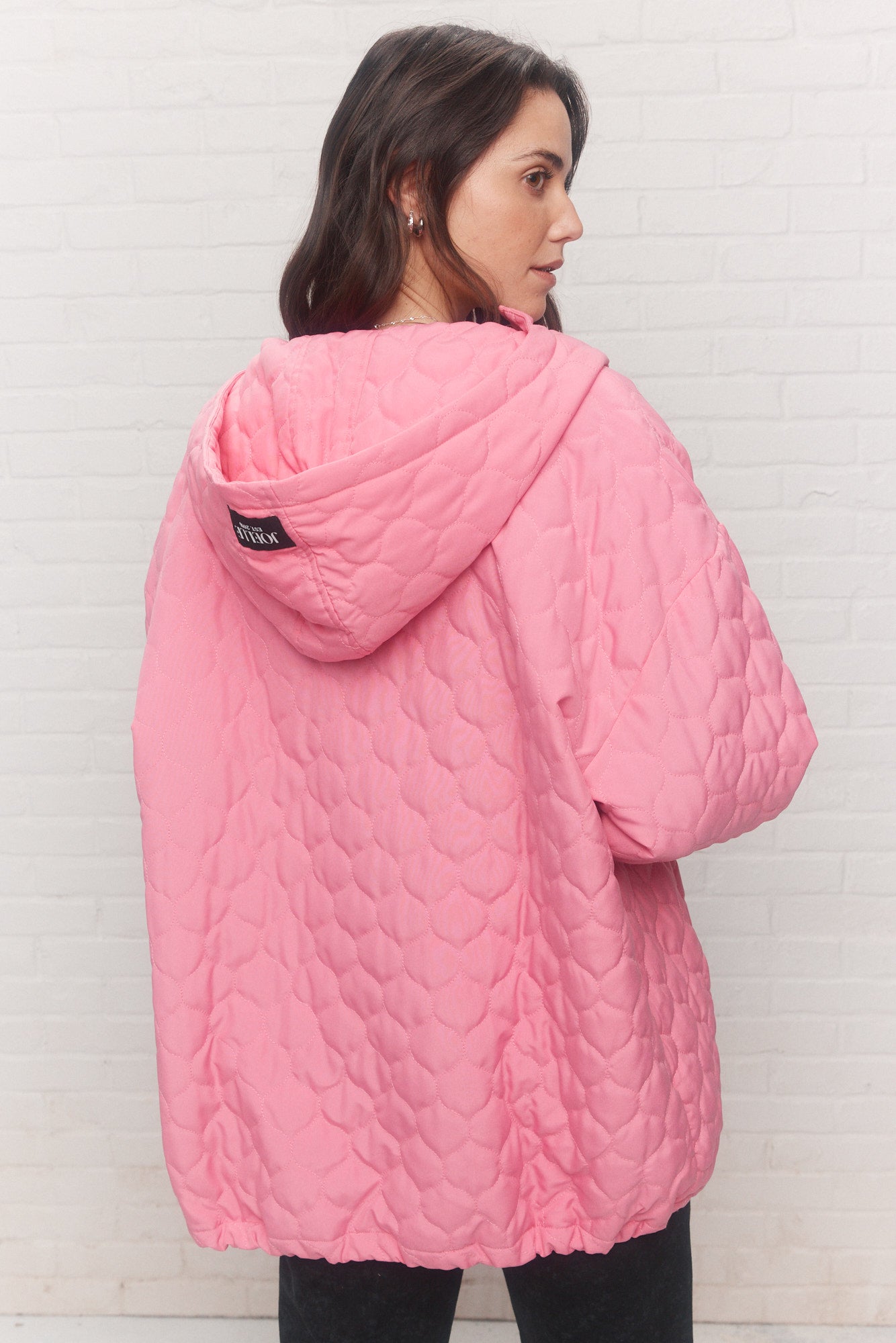 Loose pink quilted coat | Adirole