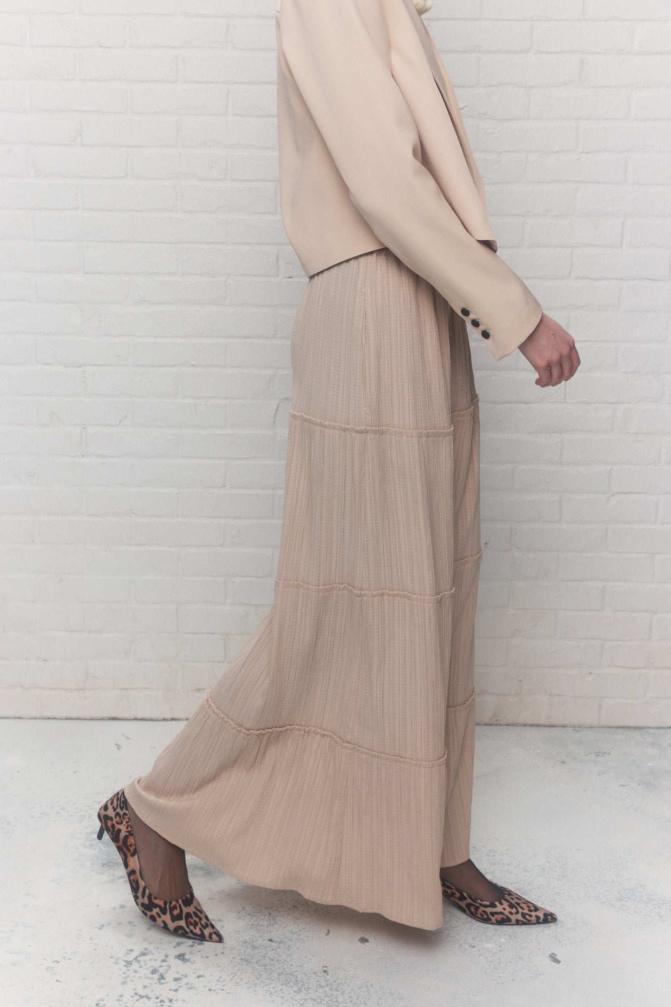 Beige midi skirt with cutouts | River