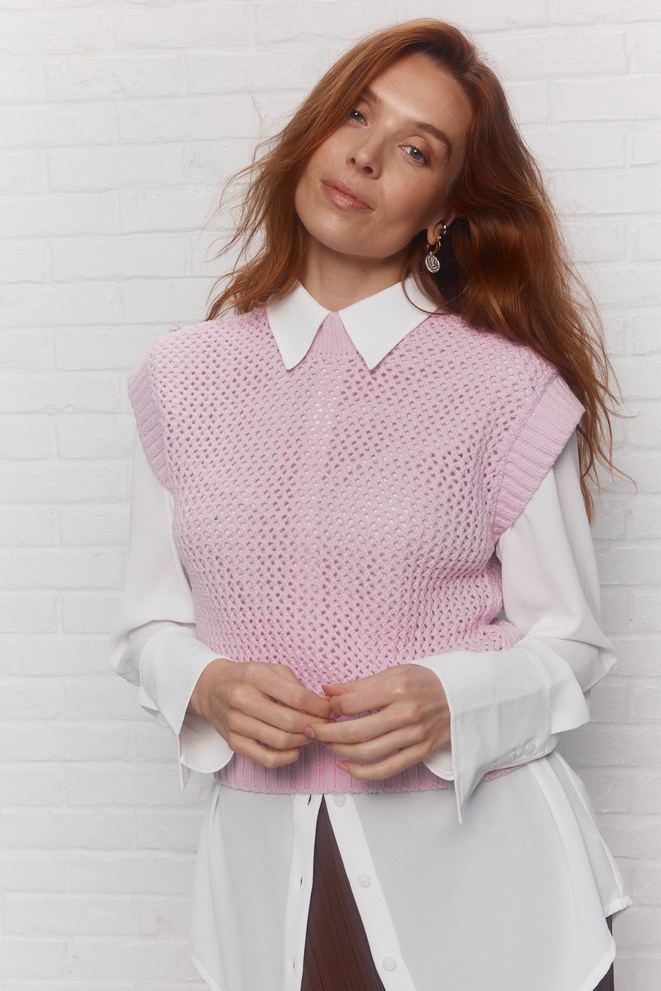 Pink cropped knit tank top | Malibu