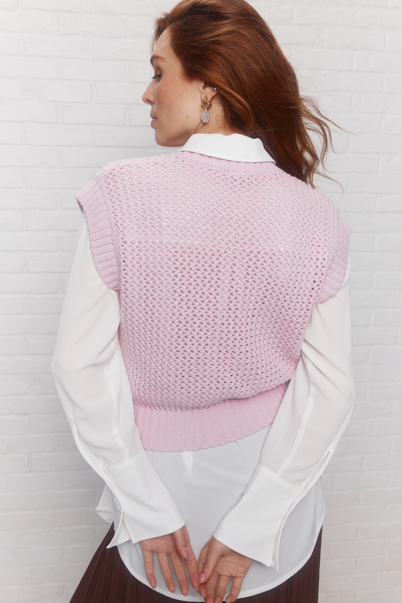 Pink cropped knit tank top | Malibu