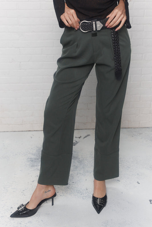 Pantalon vert foncé à jambe large | Angie JOELLE Collection